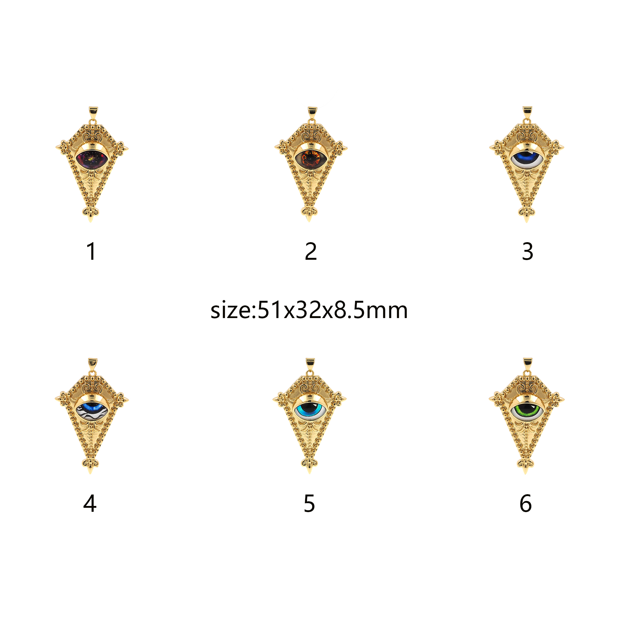 18K Gold Filled Evil Eye Pendant,Dainty Evil Eye Charm Earrings Necklace for DIY Jewelry Making Supply