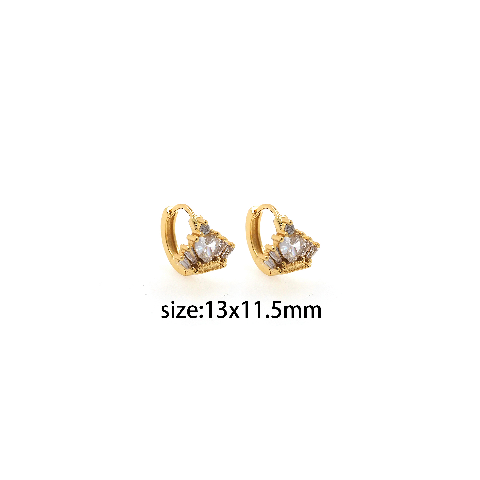 18K Gold Filled Crown Hoop Earrings,Dainty Zirconia Earrings,Gold Hoops,Dainty CZ Hoops Huggie