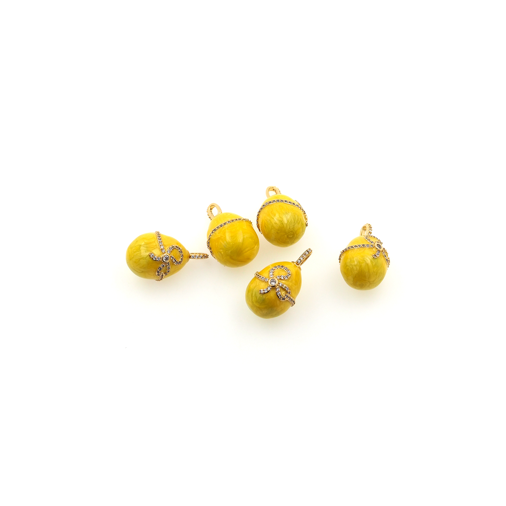 18K Gold Filled Easter Egg Pendant,Enamel Egg Charm Earrings Necklace for DIY Jewelry Making Supply