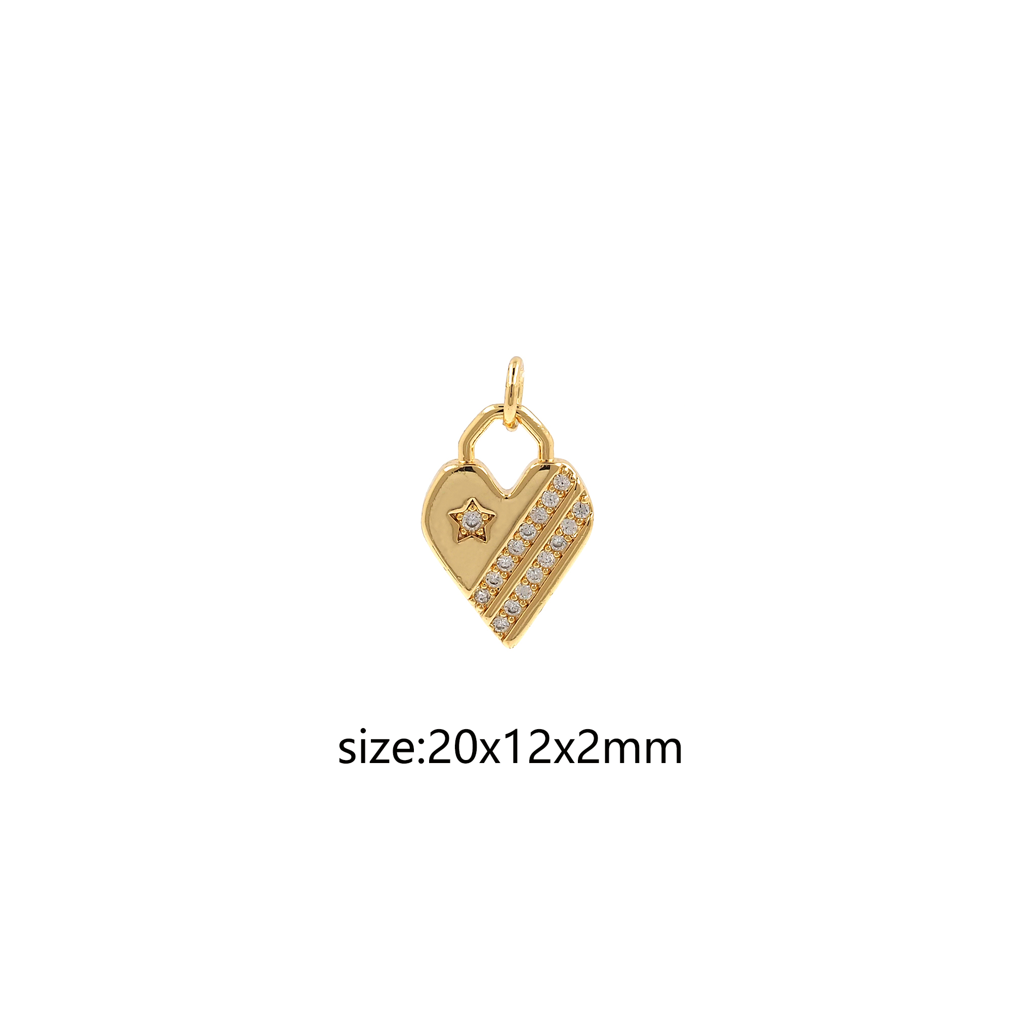 18K Gold Filled Heart Pendant,CZ Micro Pave Heart Charm Earrings Necklace for DIY Jewelry Making Supply