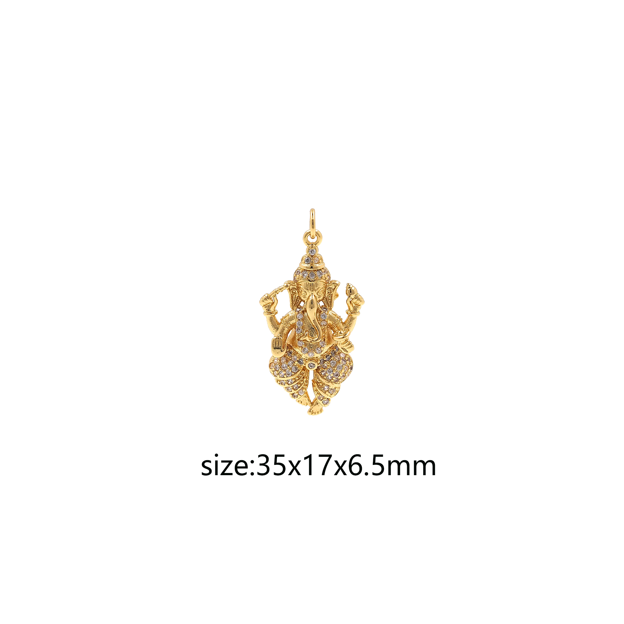 18K Gold Filled Ganesha Pendant,Hinduism Charm,CZ Micor Pave Ganesha Earrings Necklace for DIY Jewelry Making Supply