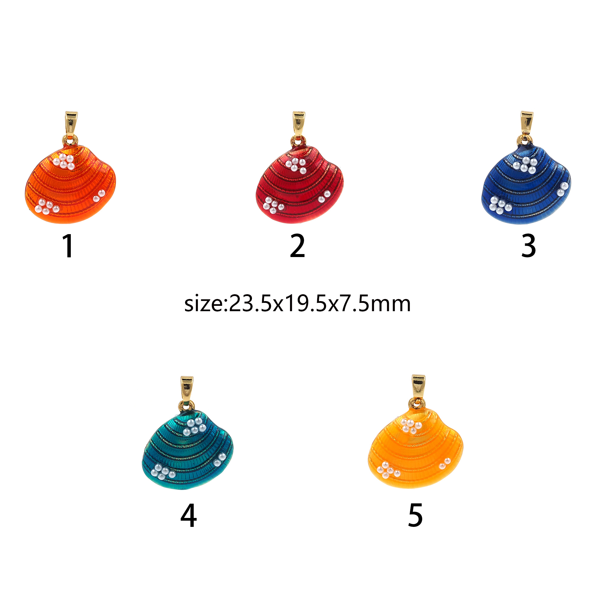 18K Gold Filled Shell Pendant,Enamel Shell Charm Earrings Necklace for DIY Jewelry Making Supply