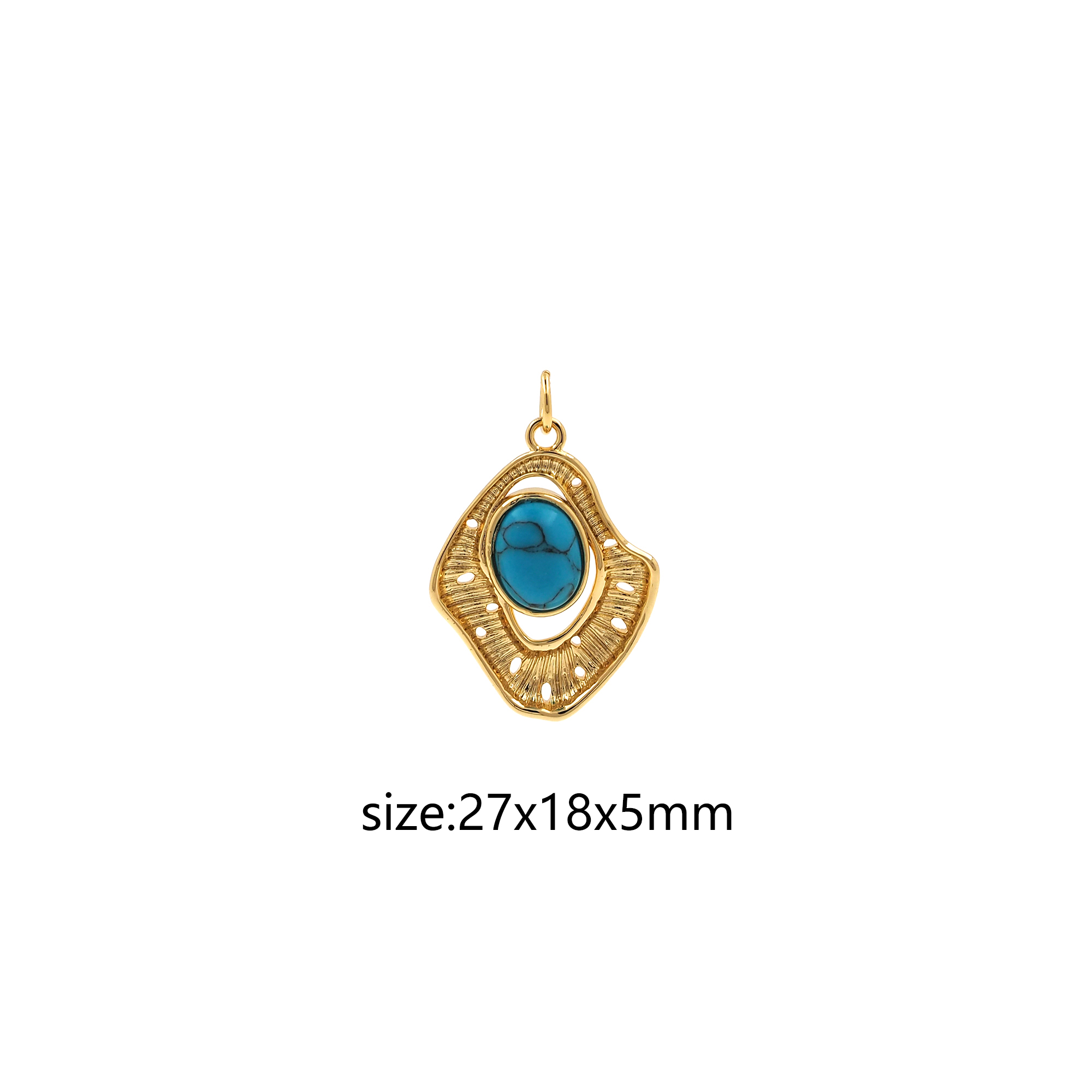18K Gold Filled Geometric Pendant,Turquoise Charm Earrings Necklace for DIY Jewelry Making Supply