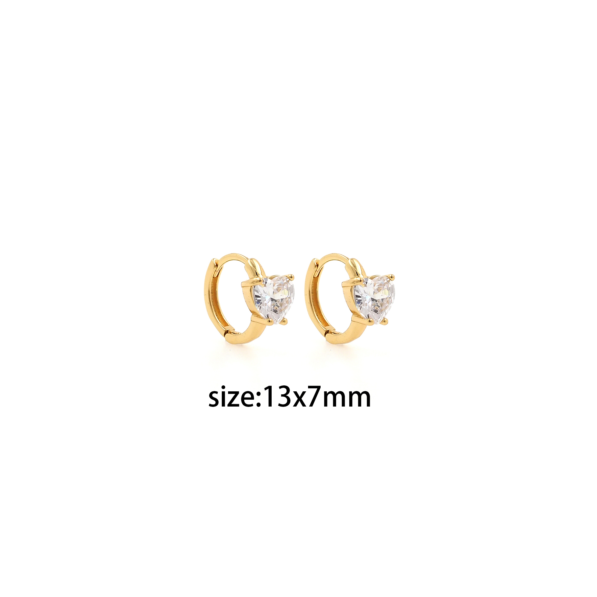 18K Gold Filled Heart Hoop Earrings,Dainty Zirconia Earrings,Gold Heart Hoops,Dainty CZ Hoops Huggie