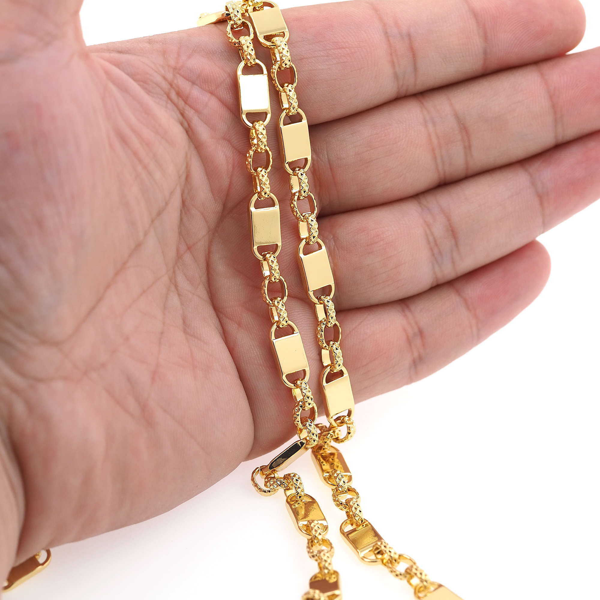 18K Gold Filled Rectangle Chain Necklace,Dainty Thin Link Chain,Gold Rectangle Chain Necklace for Women DIY Jewelry Making Supply