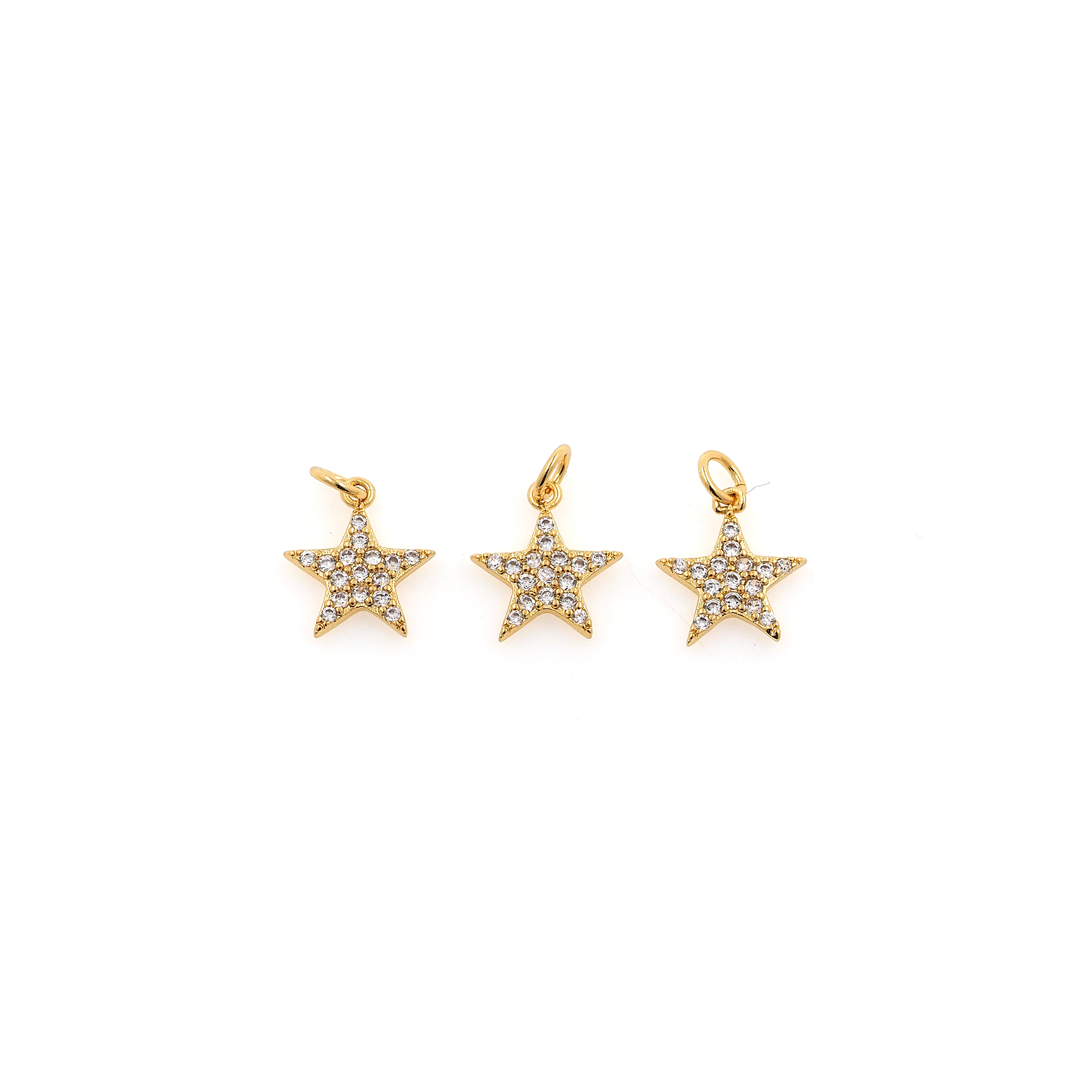 18K Gold Filled Star Pendant,Celestial Charm,CZ Micro Pave Star Earrings Necklace for DIY Jewelry Making Supply