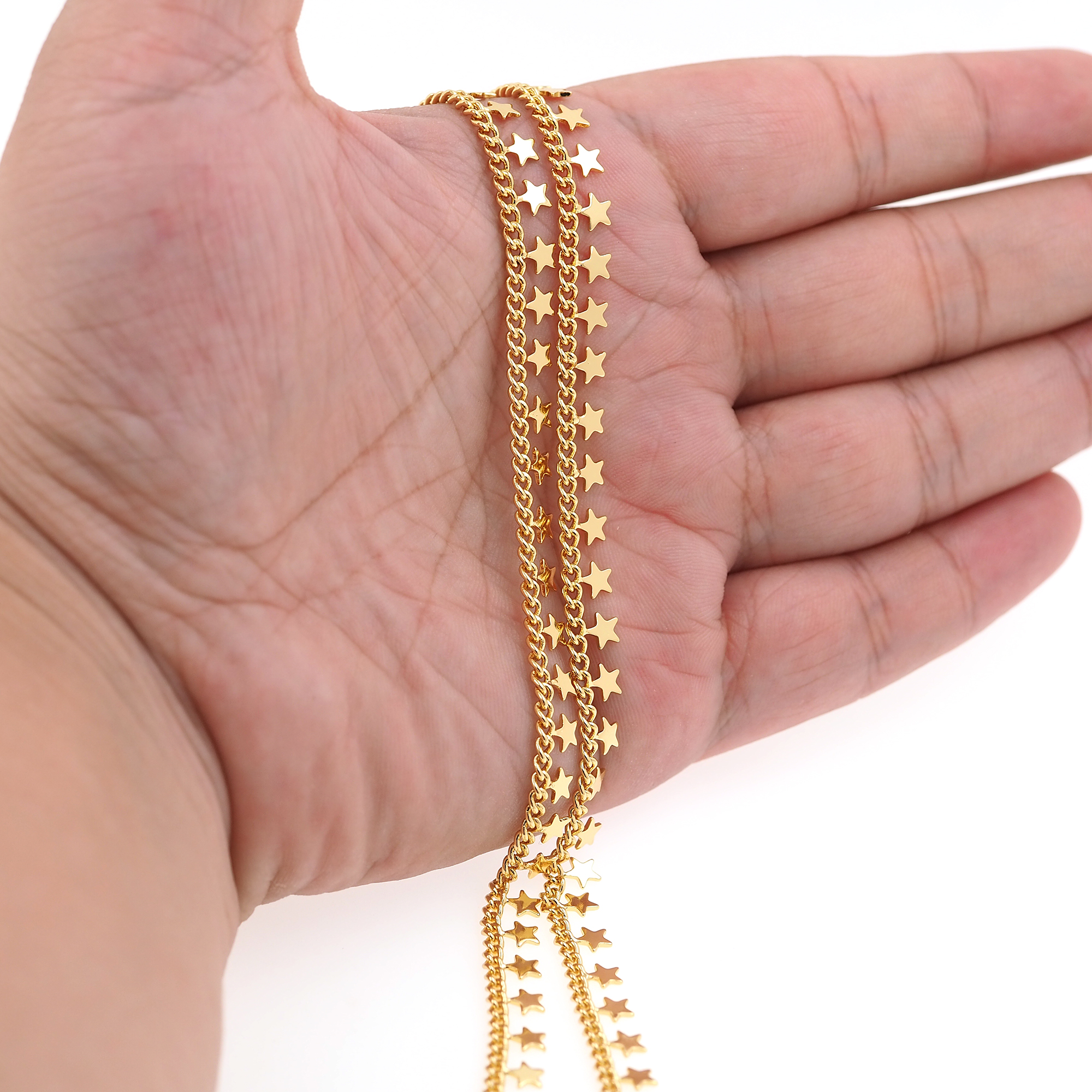 18K Gold Filled Curb Chain Necklace,Dainty Thin Link Chain,Gold Star Chain Necklace for Women DIY Jewelry Making Supply