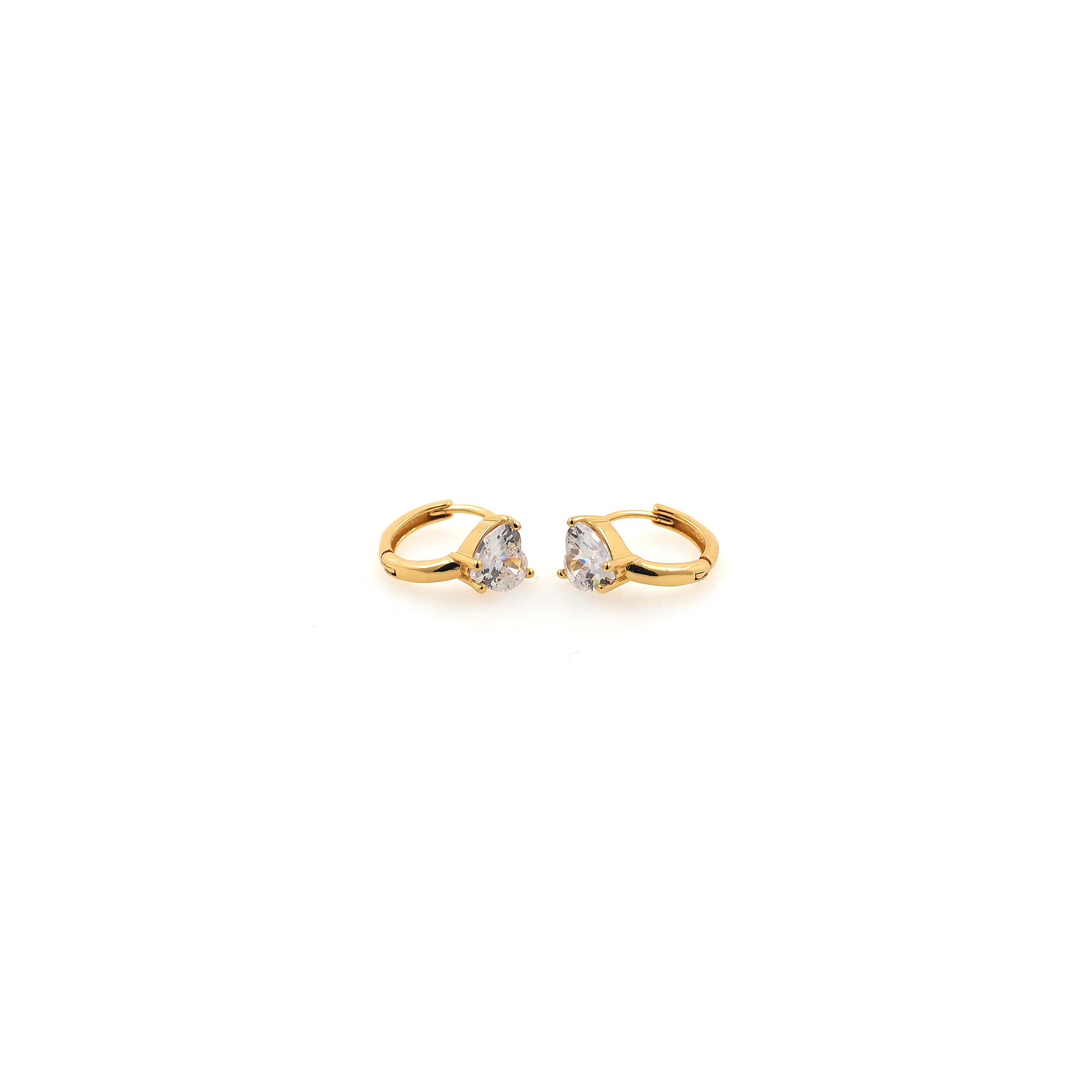 18K Gold Filled Heart Hoop Earrings,Dainty Zirconia Earrings,Gold Heart Hoops,Dainty CZ Hoops Huggie