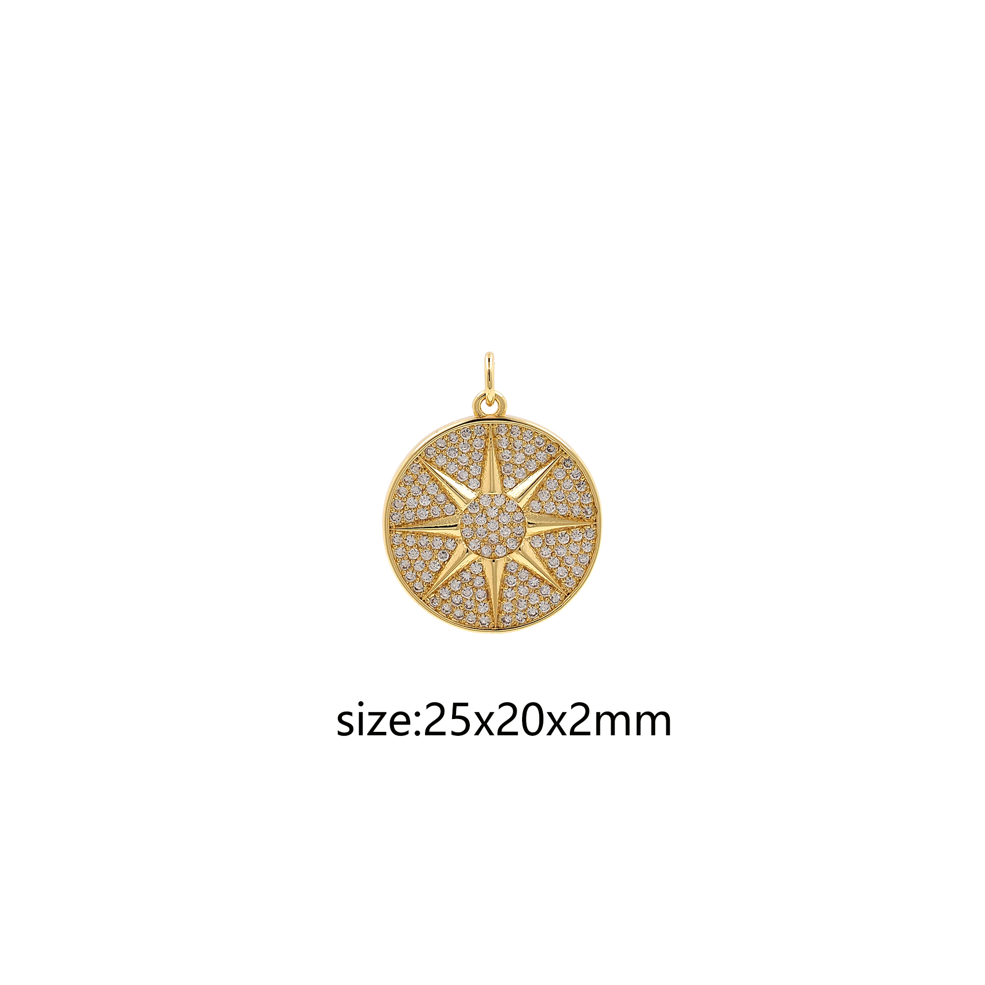 18K Gold Filled North Star Pendant,Celestial Charm,CZ Micro Pave North Star Earrings Necklace for DIY Jewelry Making Supply