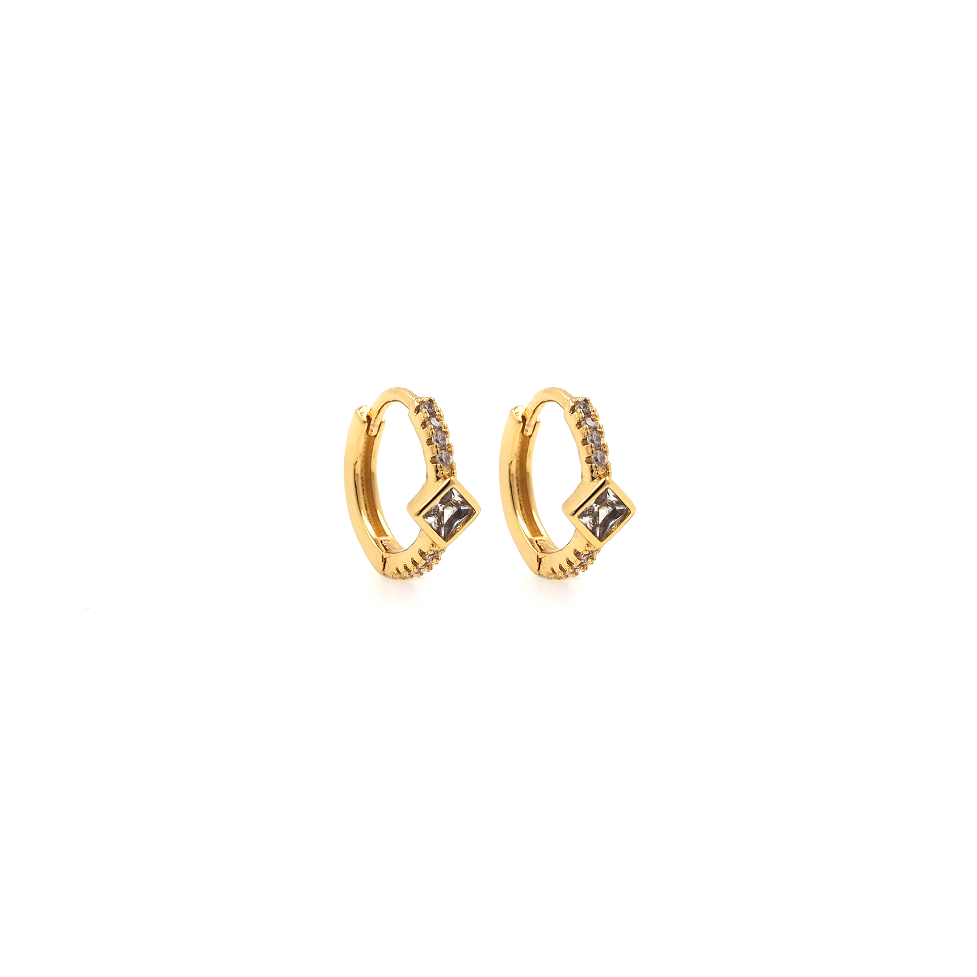 18K Gold Filled Square Hoop Earrings,Dainty Zirconia Earrings,Gold Hoops,Dainty CZ Hoops Huggie