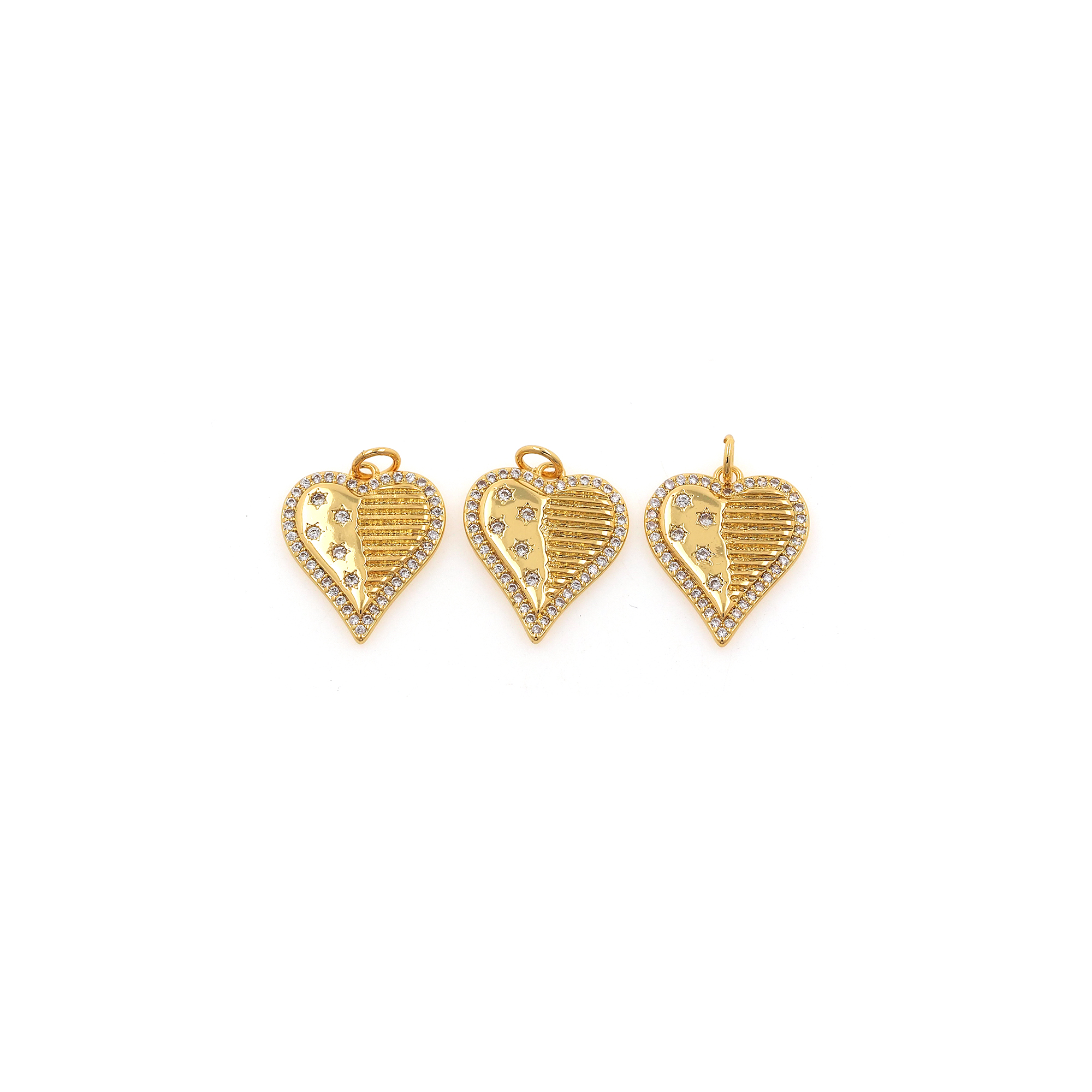 18K Gold Filled Heart Pendant,CZ Micro Pave Heart Charm Earrings Necklace for DIY Jewelry Making Supply