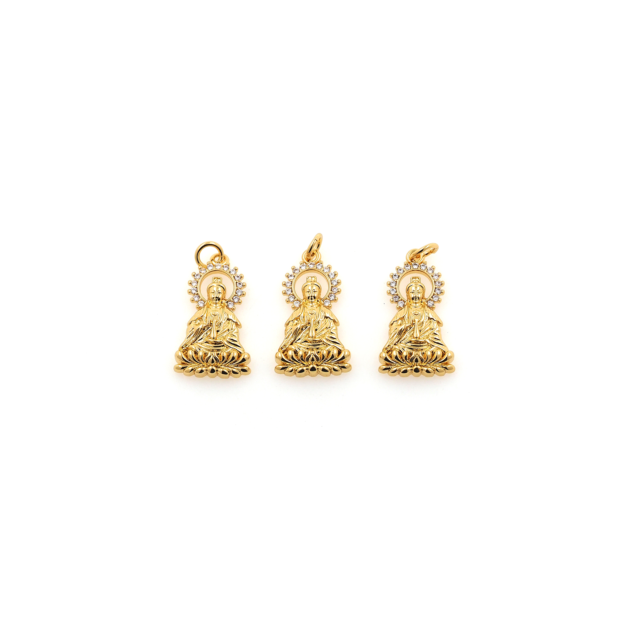 18K Gold Filled Buddha Pendant,CZ Micor Pave Buddha Charm Earrings Necklace for DIY Jewelry Making Supply