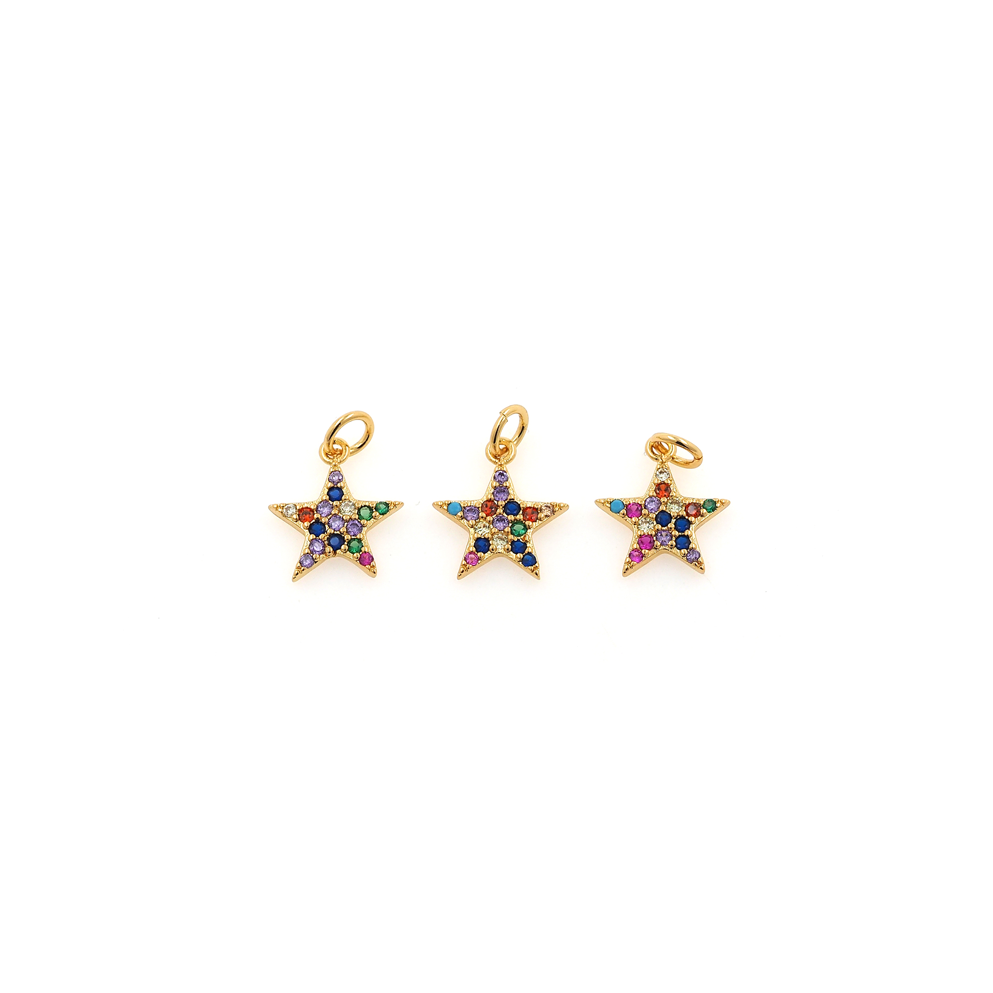 18K Gold Filled Star Pendant,Celestial Charm,CZ Micro Pave Star Earrings Necklace for DIY Jewelry Making Supply