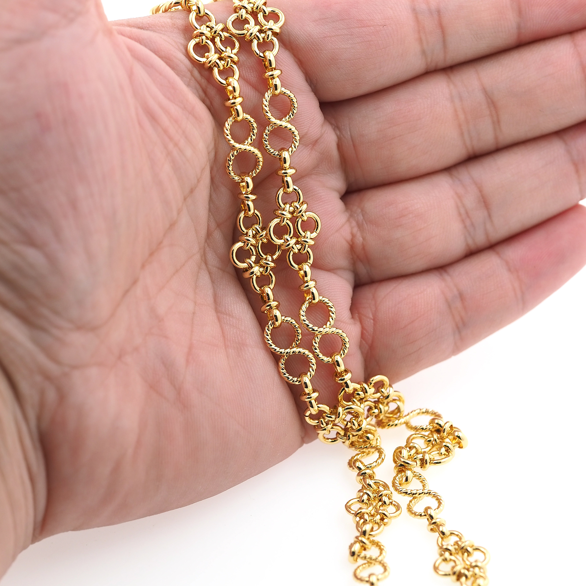 18K Gold Filled Knot Chain Necklace,Dainty Thin Link Chain,Gold Infinite Chain Necklace for Women DIY Jewelry Making Supply