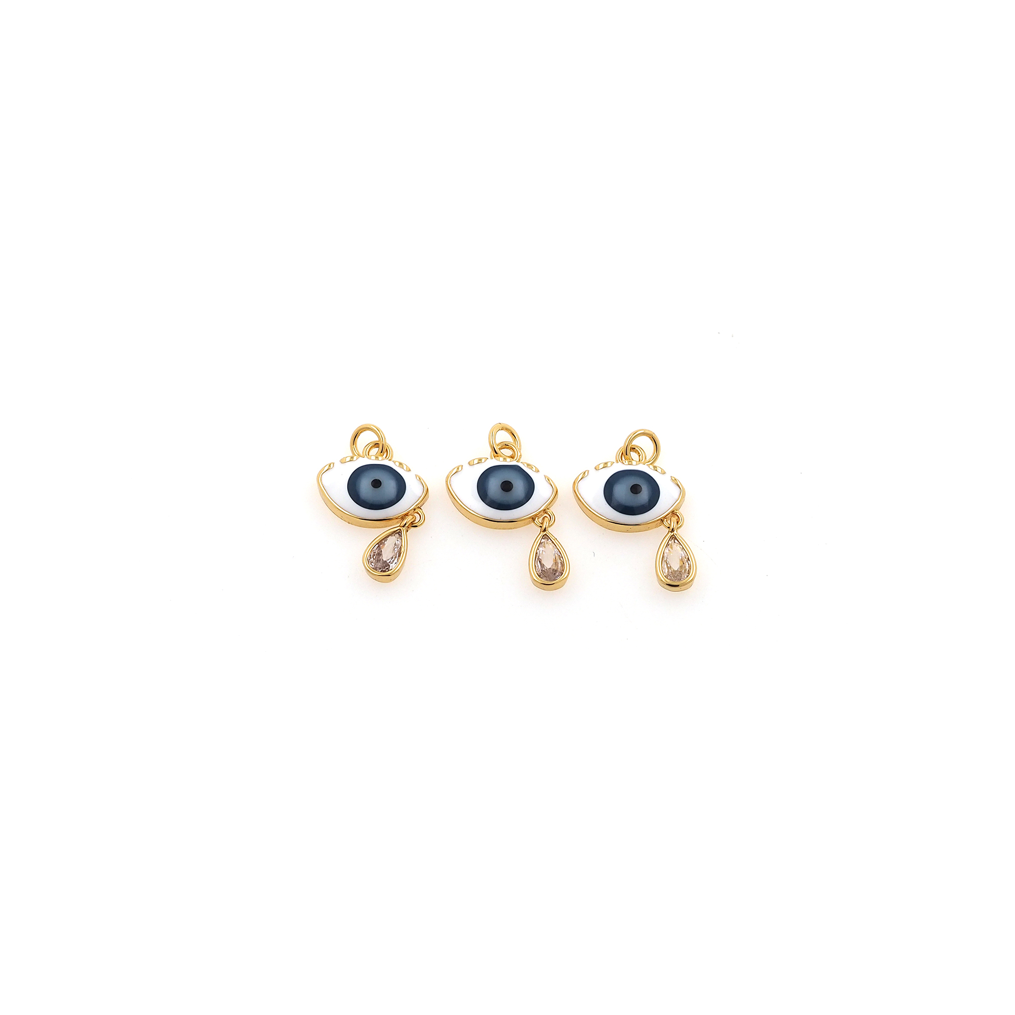 18K Gold Filled Evil Eye Pendant,Enamel Evil Eye Charm Earrings Necklace for DIY Jewelry Making Supply