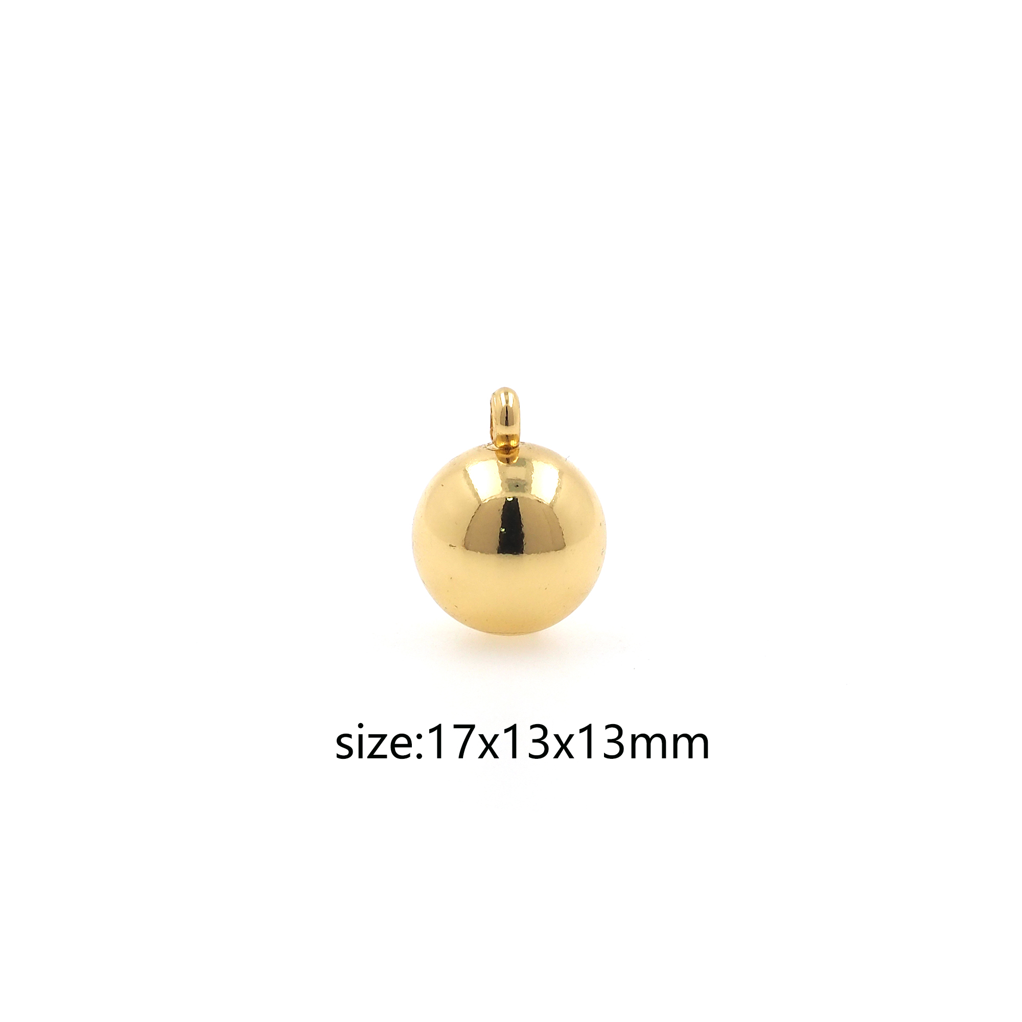 18K Gold Filled Ball Pendant,Round Ball Charm Earrings Necklace for DIY Jewelry Making Supply