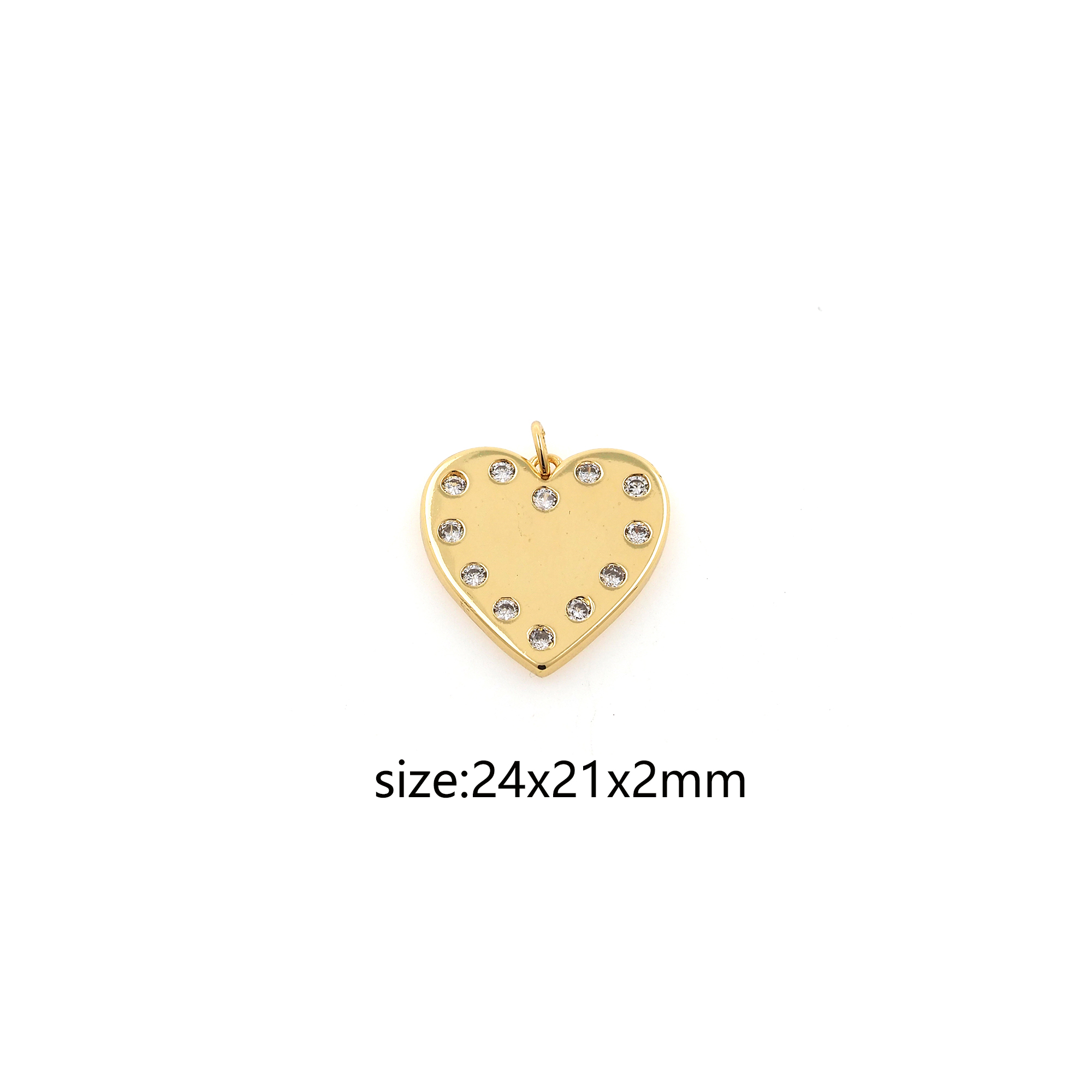 18K Gold Filled Heart Pendant,CZ Micro Pave Heart Charm Earrings Necklace for DIY Jewelry Making Supply