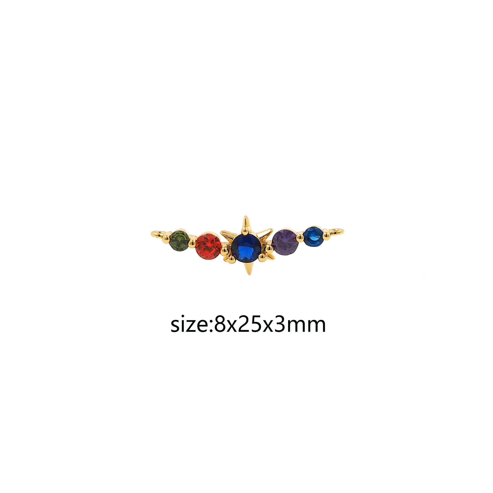 18K Gold Filled North Star Connector,Celestial Charm,CZ Micro Pave North Star Necklace Bracelet for DIY Jewelry Making Supply