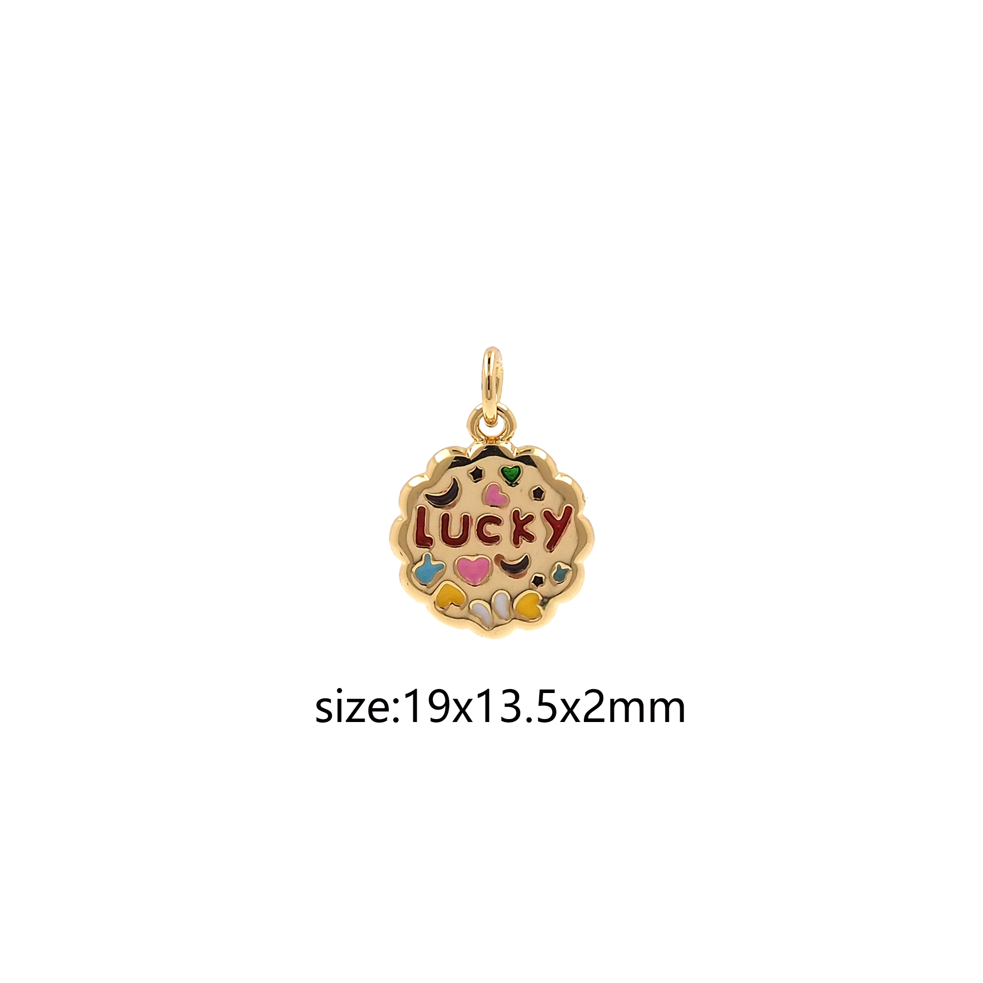 18K Gold Filled Lucky Pendant,Enamel Lucky Charm Earrings Necklace for DIY Jewelry Making Supply