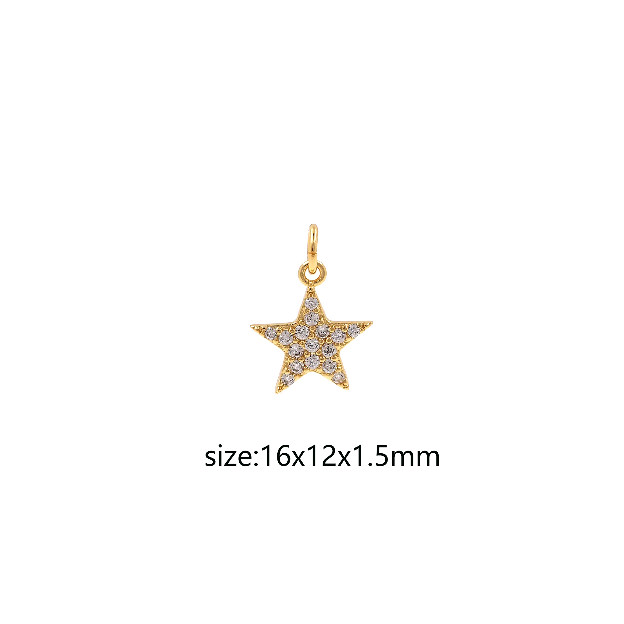 18K Gold Filled Star Pendant,Celestial Charm,CZ Micro Pave Star Earrings Necklace for DIY Jewelry Making Supply