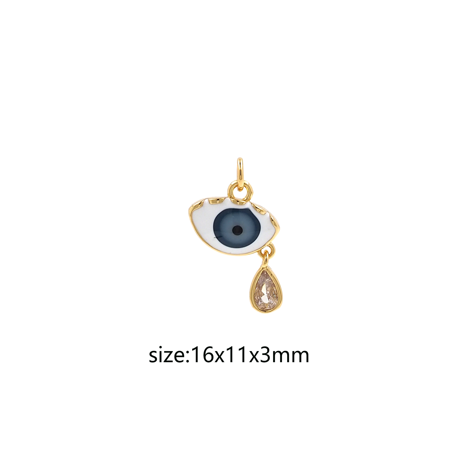 18K Gold Filled Evil Eye Pendant,Enamel Evil Eye Charm Earrings Necklace for DIY Jewelry Making Supply