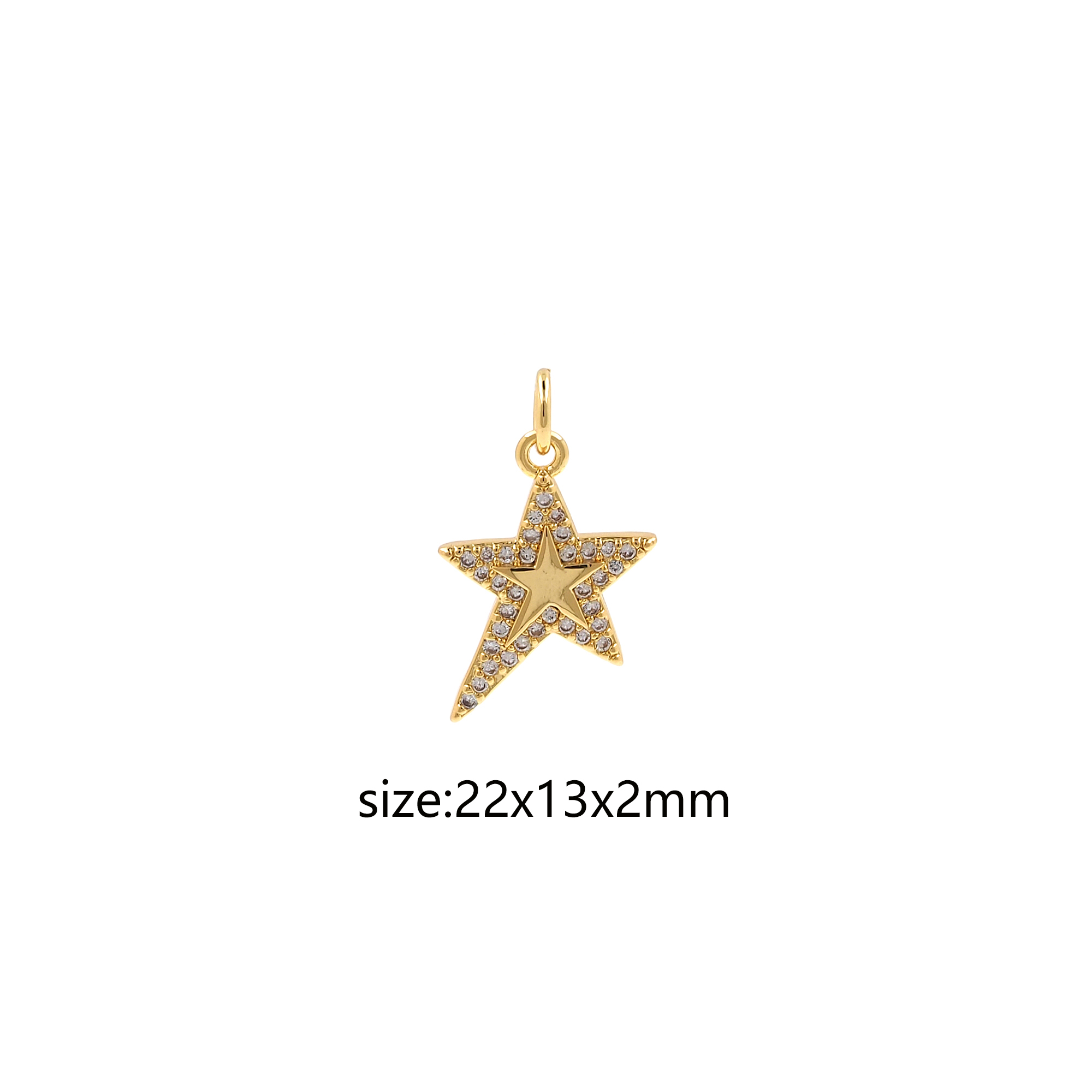 18K Gold Filled Star Pendant,CZ Micro Pave Celestial Charm Earrings Necklace for DIY Jewelry Making Supply