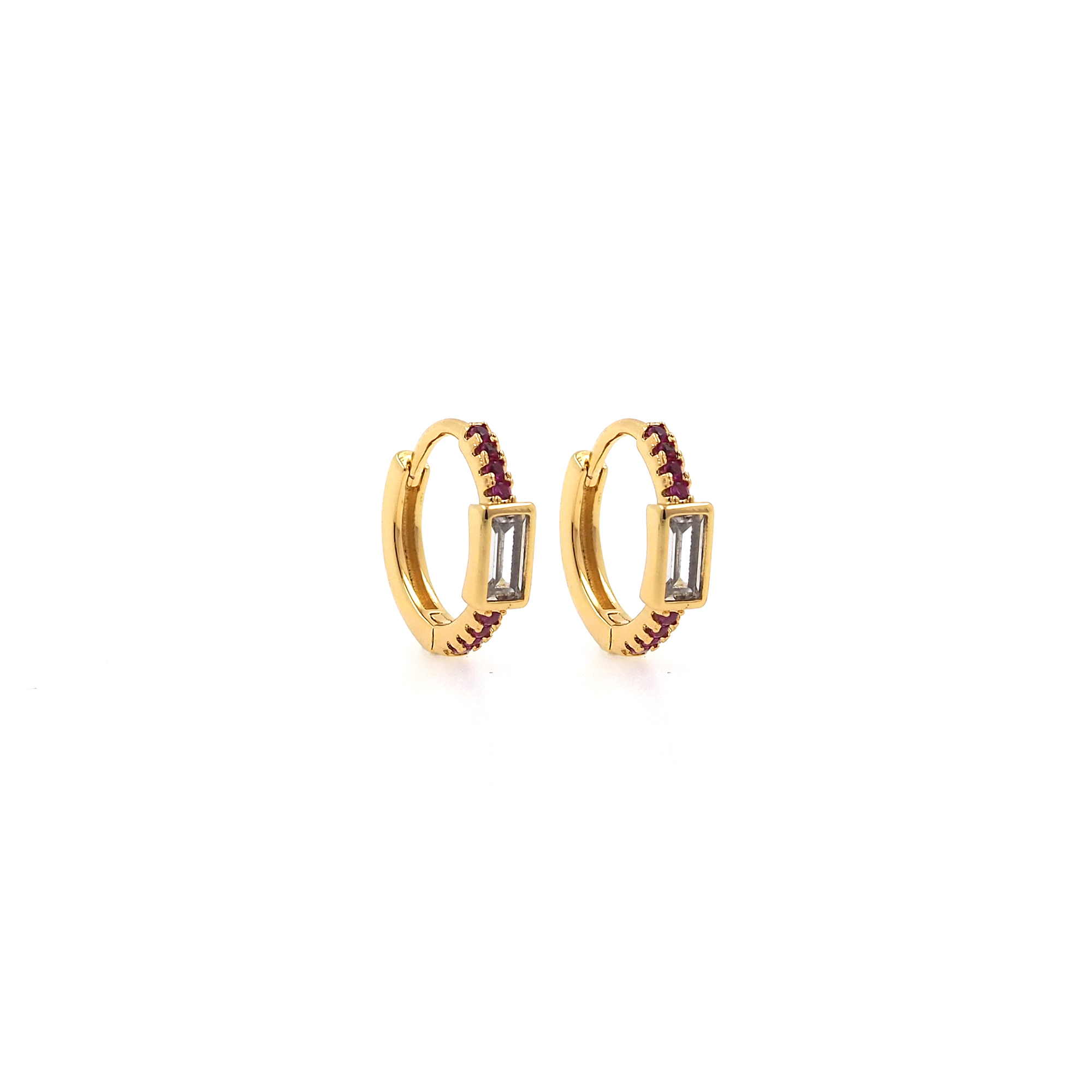 18K Gold Filled Rectangle Hoop Earrings,Dainty Zirconia Earrings,Gold Hoops,Dainty CZ Hoops Huggie