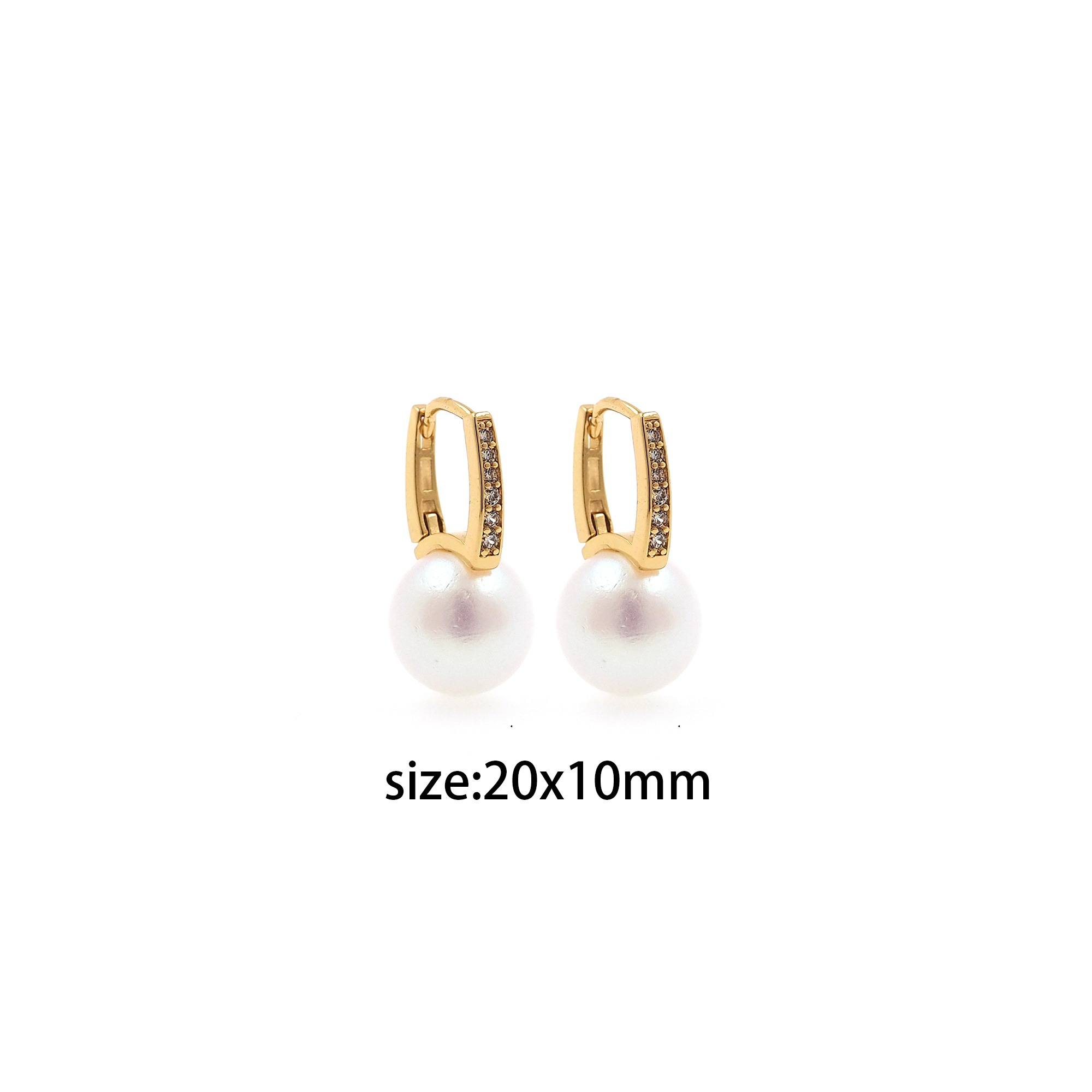 18K Gold Filled Pearl Hoop Earrings,Dainty Zirconia Earrings,Gold Hoops,Dainty CZ Hoops Huggie