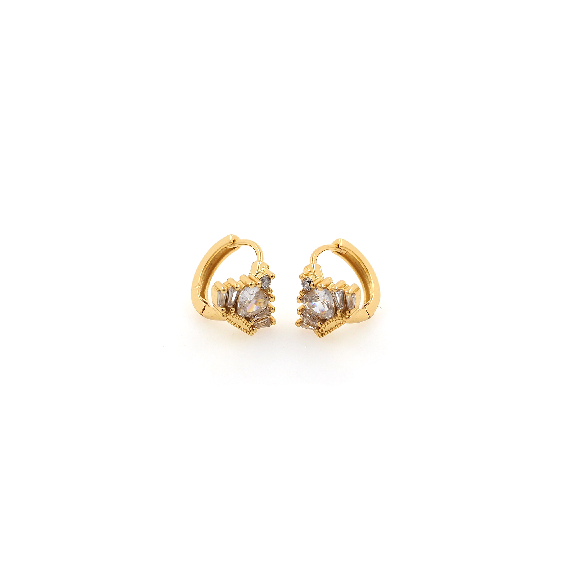 18K Gold Filled Crown Hoop Earrings,Dainty Zirconia Earrings,Gold Hoops,Dainty CZ Hoops Huggie
