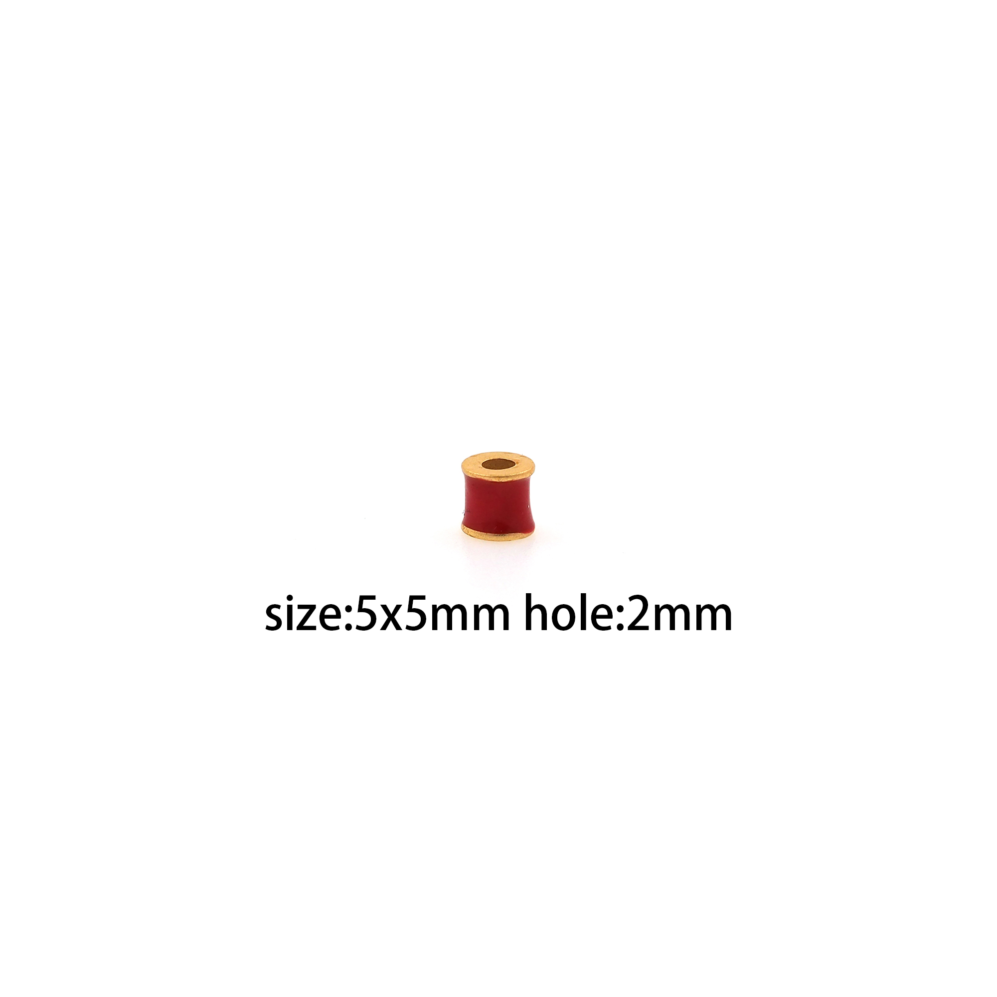 18K Gold Filled Cylinder Spacer Beads,Enamel Barrel Beads for Bracelet Jewelry Necklace Making Supply