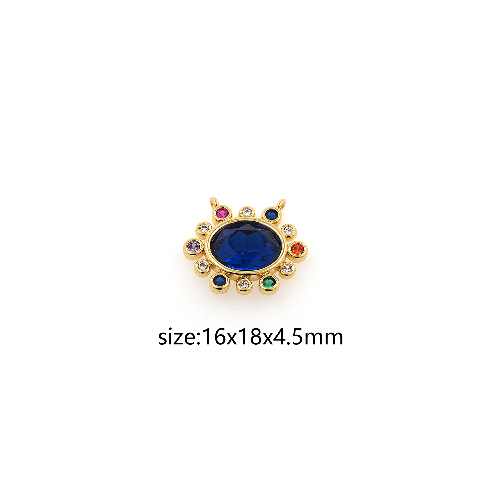 18K Gold Filled Oval Pendant,CZ Micro Pave Oval Charm Earrings Necklace for DIY Jewelry Making Supply