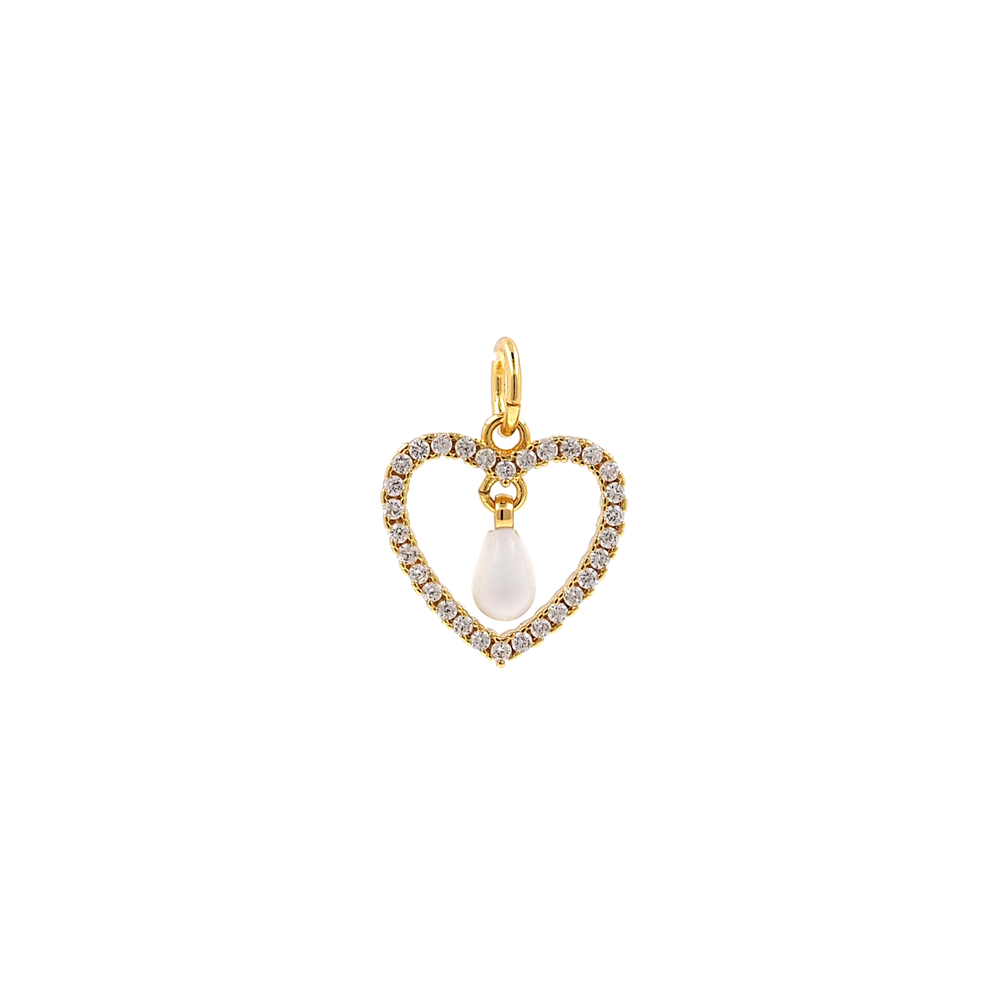 18K Gold Filled Heart Pendant,CZ Micro Pave Heart Charm Earrings Necklace for DIY Jewelry Making Supply