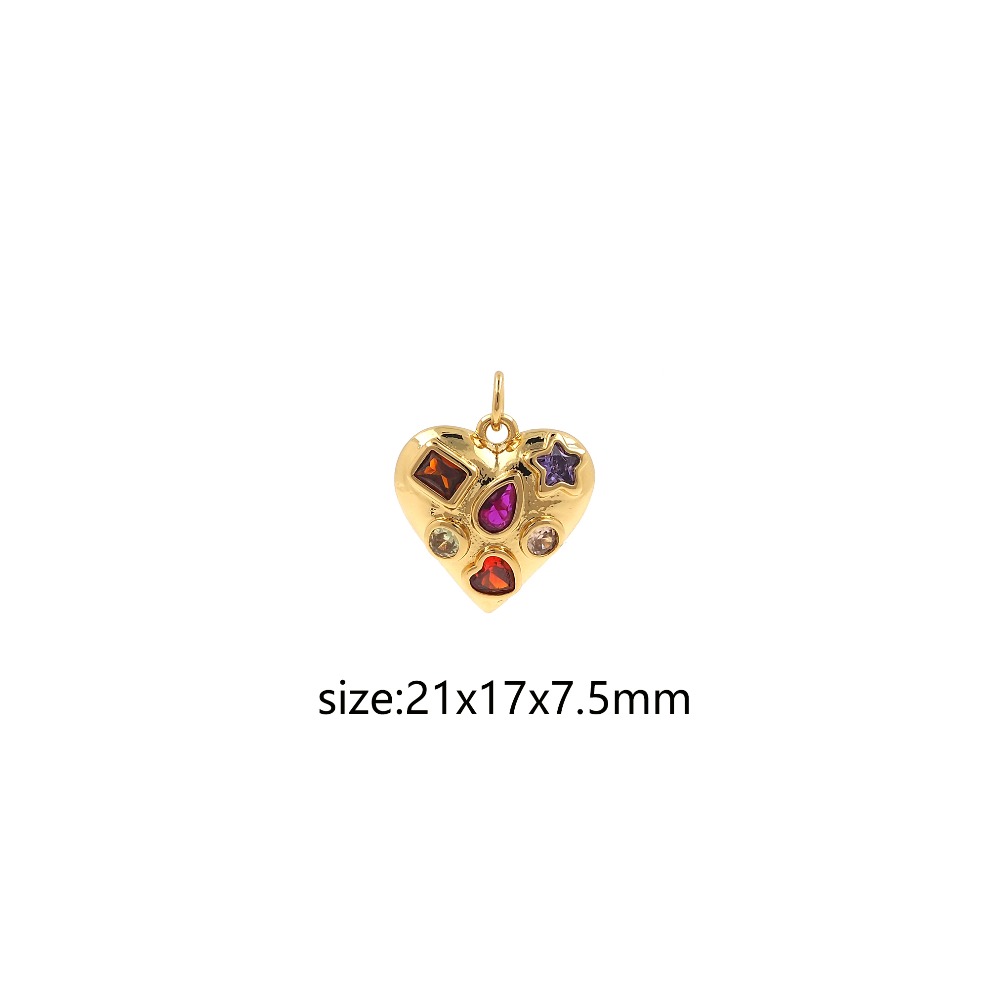 18K Gold Filled Heart Pendant,CZ Micro Pave Heart Charm Earrings Necklace for DIY Jewelry Making Supply