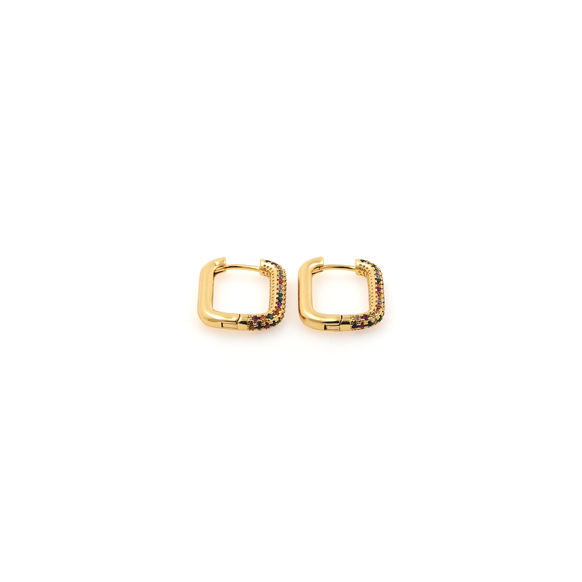 18K Gold Filled Rectangle Hoops Earrings,CZ Oval Hoops,Gold Huggies Hoop Earrings,Minimalist Earrings