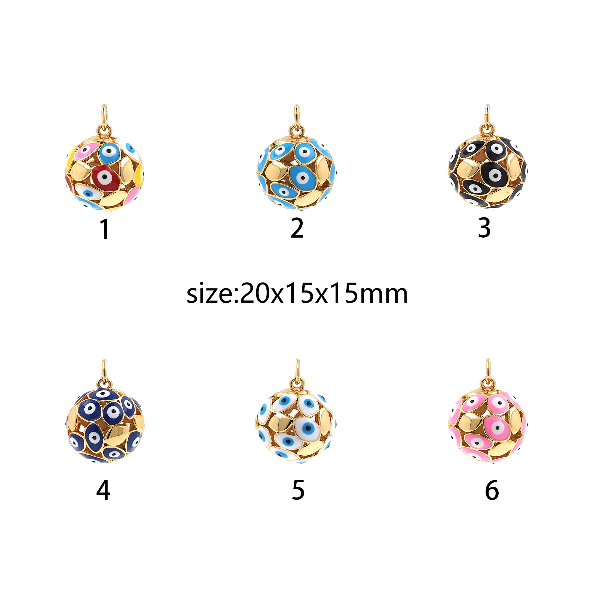 18K Gold Filled Evil Eye Pendant,Enamel Ball Eye Charm Earrings Necklace for DIY Jewelry Making Supply