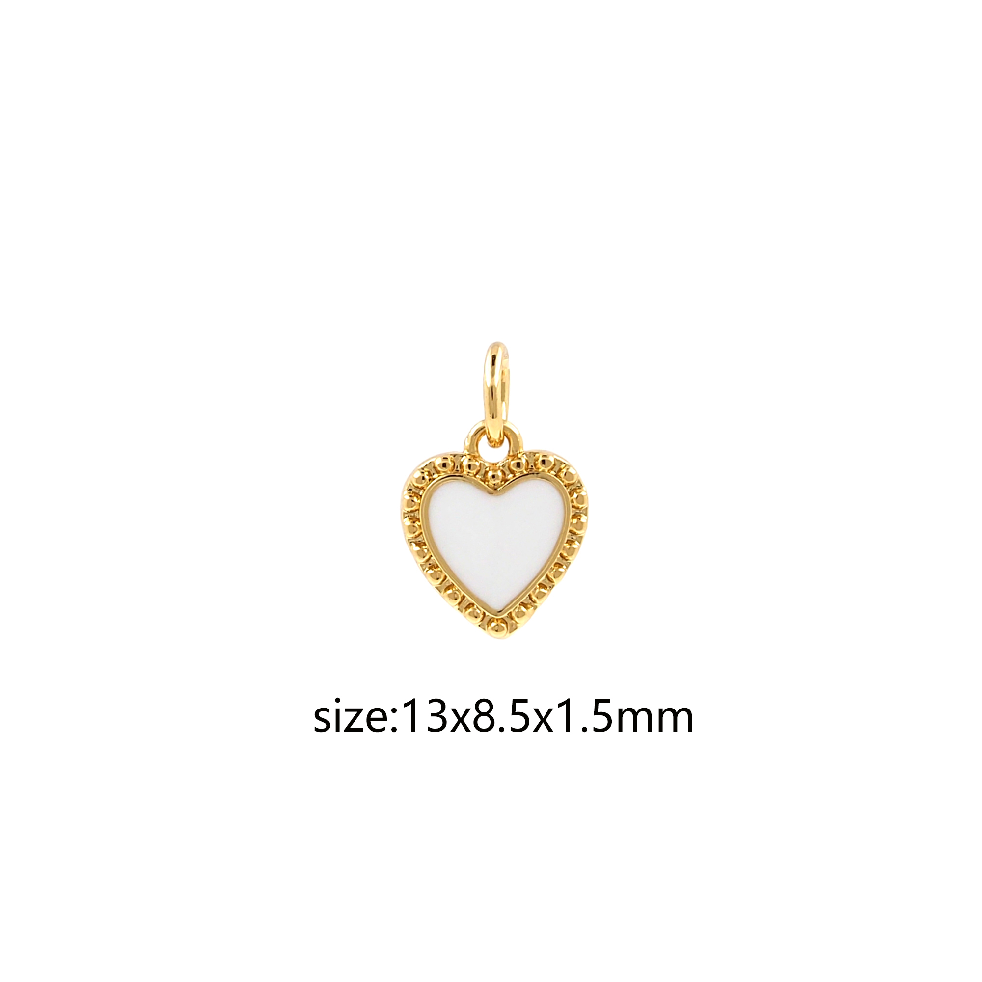 18K Gold Filled Heart Pendant,Enamel Heart Charm Earrings Necklace for DIY Jewelry Making Supply
