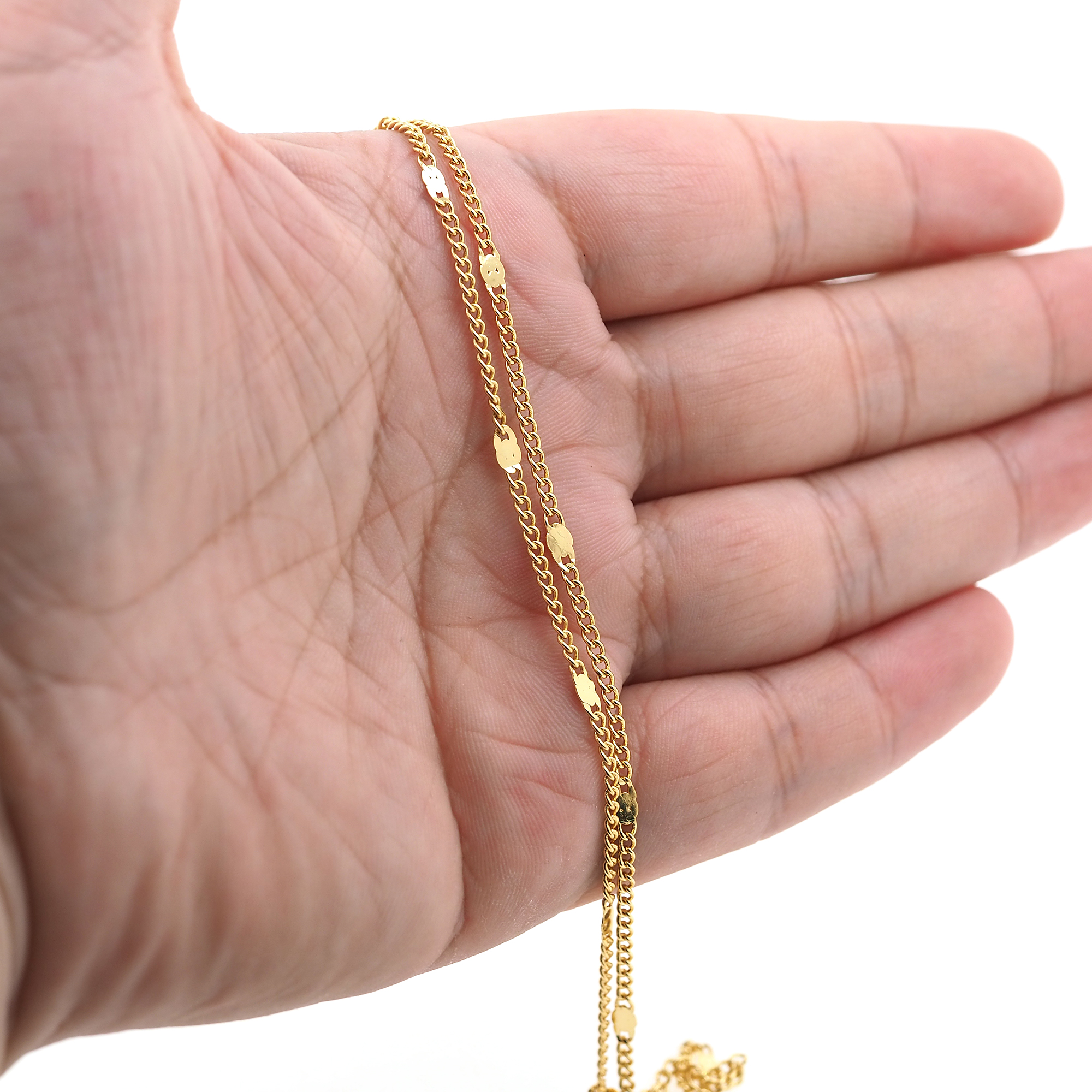 18K Gold Filled Cable Chain Necklace,Dainty Thin Link Chain,Gold Cable Chain Necklace for Women DIY Jewelry Making Supply