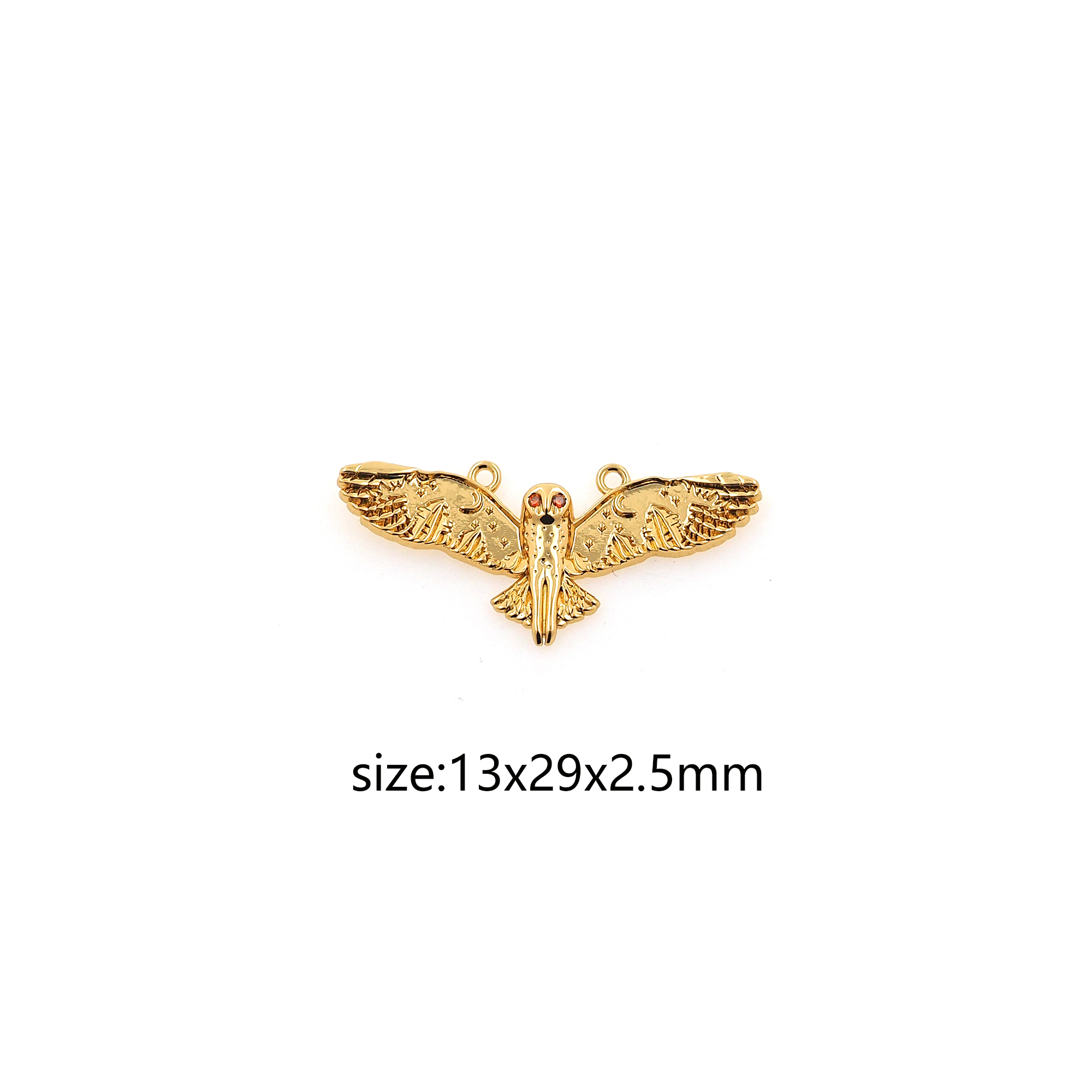 18K Gold Filled Eagle Pendant,CZ Micro Pave Eagle Charm Earrings Necklace for DIY Jewelry Making Supply