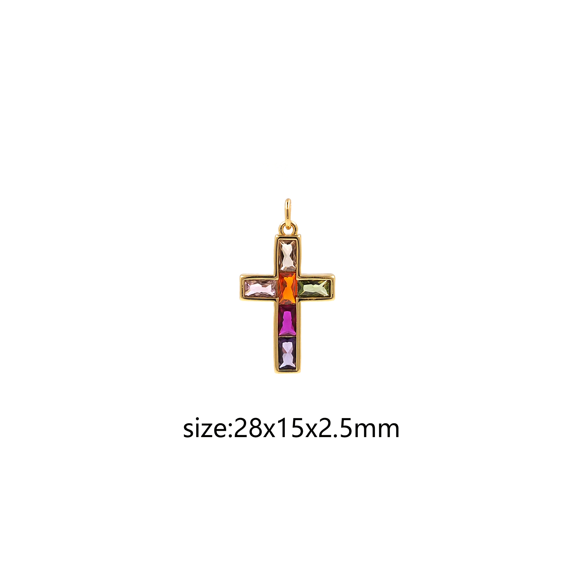 18K Gold Filled Cross Pendant,CZ Micro Pave Cross Charm Earrings Necklace for DIY Jewelry Making Supply