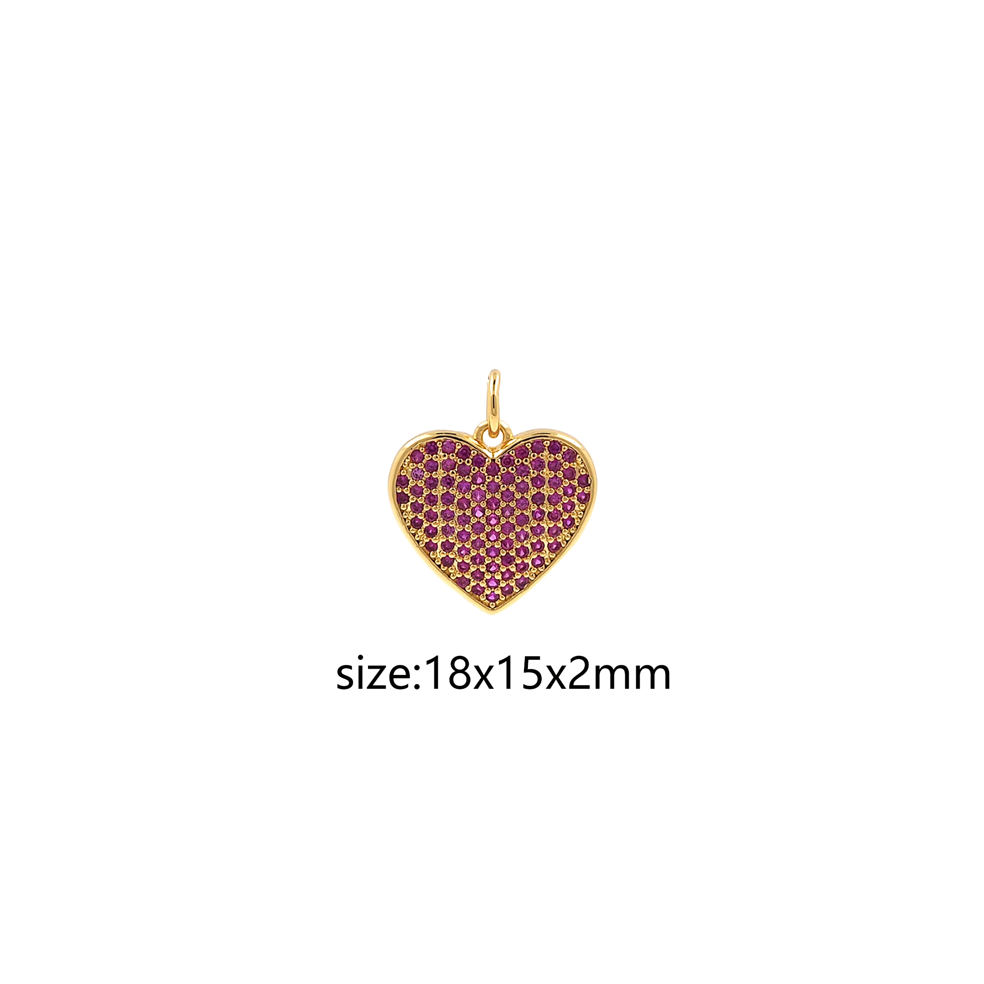 18K Gold Filled Heart Pendant,CZ Micro Pave Heart Charm Earrings Necklace for DIY Jewelry Making Supply