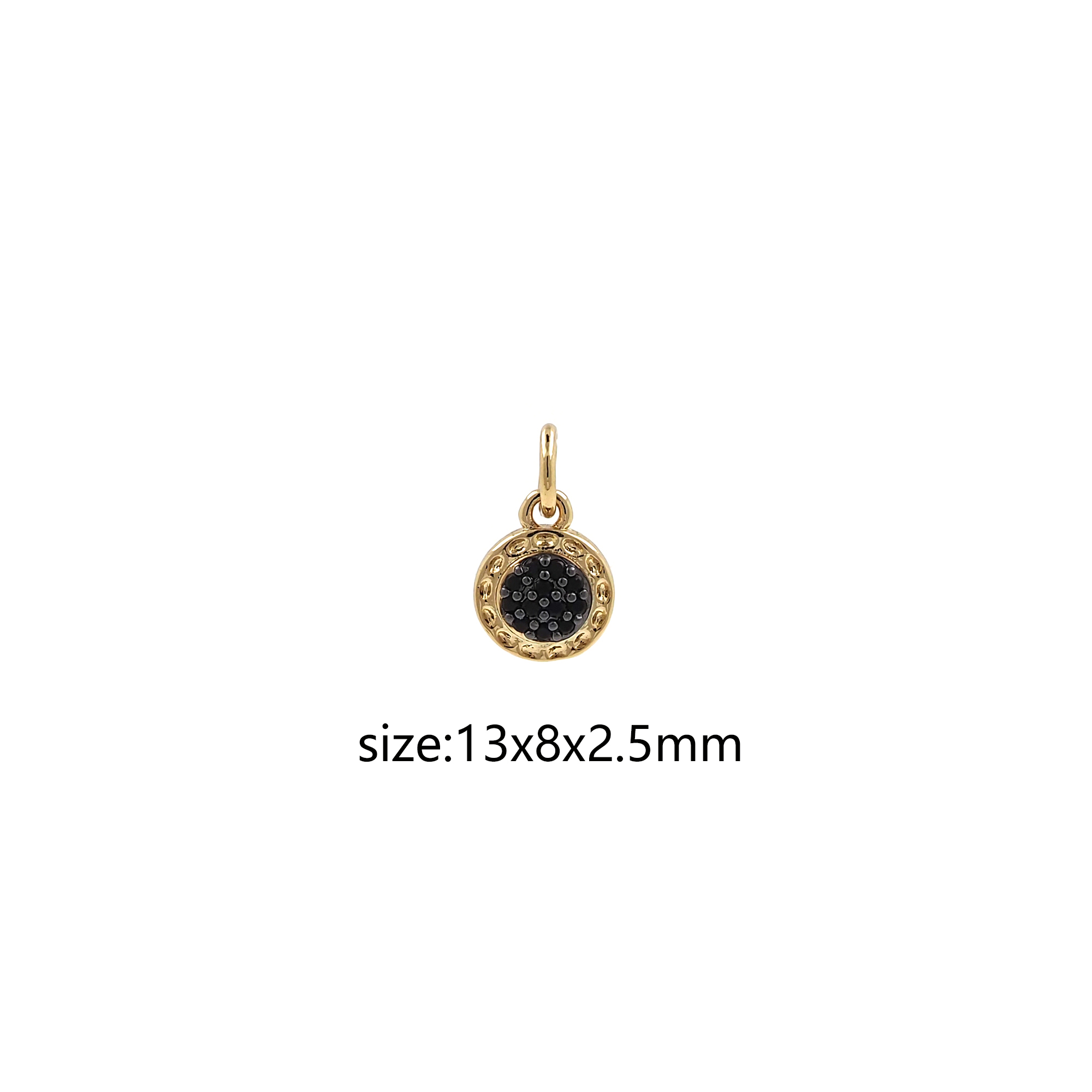 18K Gold Filled Round Pendant,CZ Micro Pave Round Charm Earrings Necklace for DIY Jewelry Making Supply