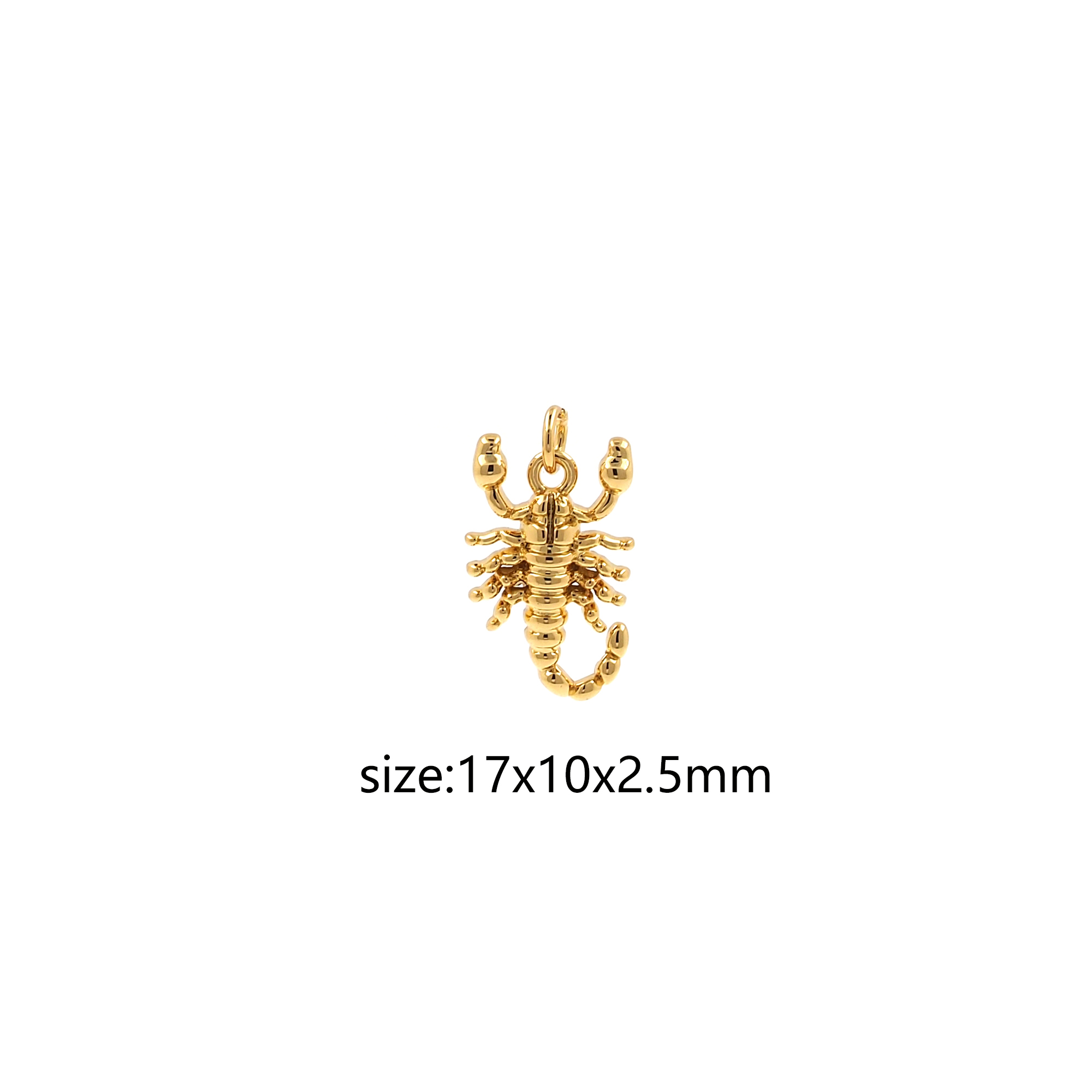 18K Gold Filled Scorpion Pendant,Zodiac Charm,CZ Micro Pave Scorpion Earrings Necklace for DIY Jewelry Making Supply