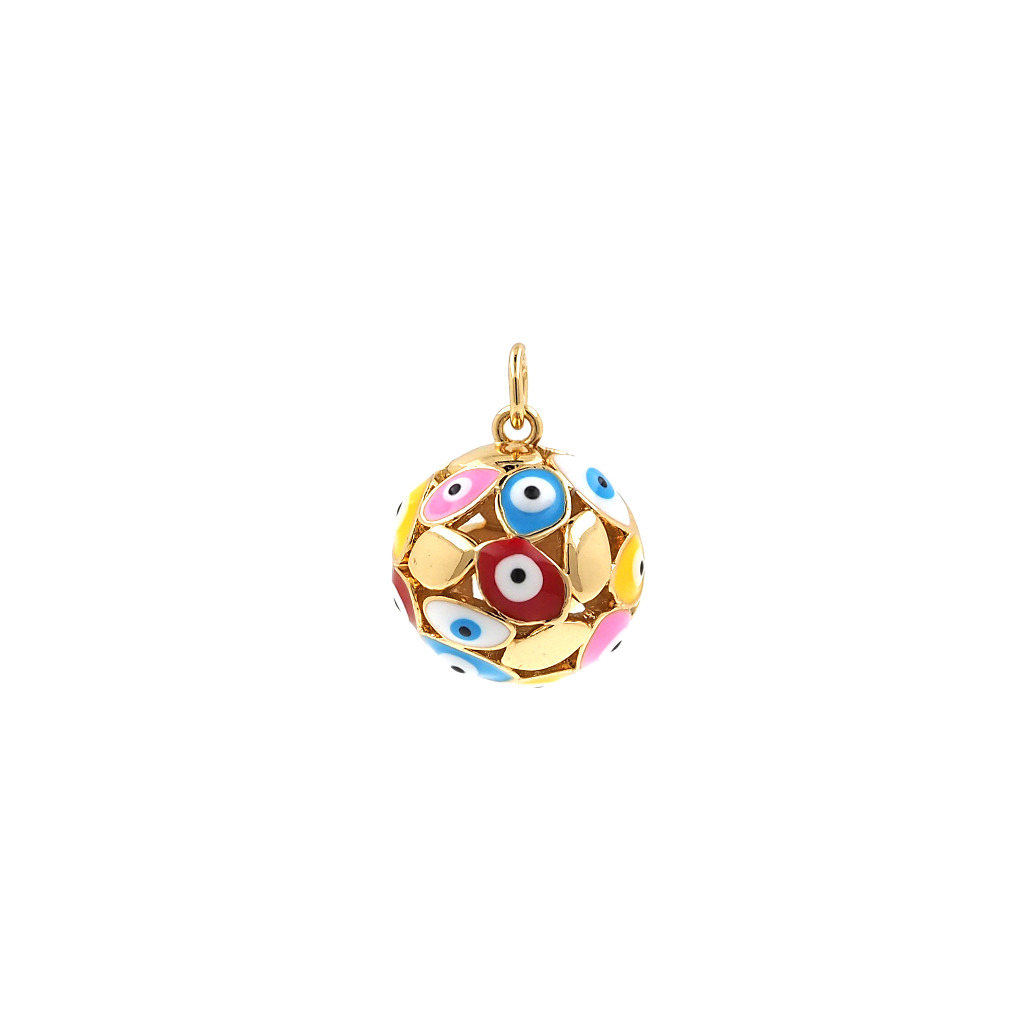 18K Gold Filled Evil Eye Pendant,Enamel Ball Eye Charm Earrings Necklace for DIY Jewelry Making Supply