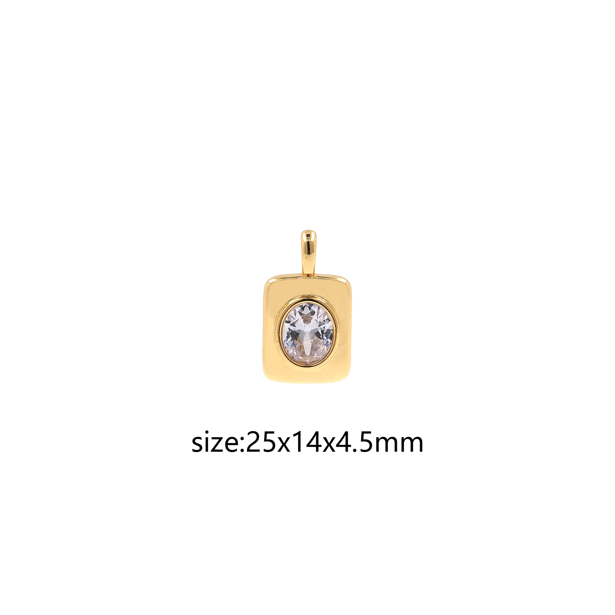 18K Gold Filled Rectangle Pendant,CZ Micro Pave Rectangle Charm Earrings Necklace for DIY Jewelry Making Supply