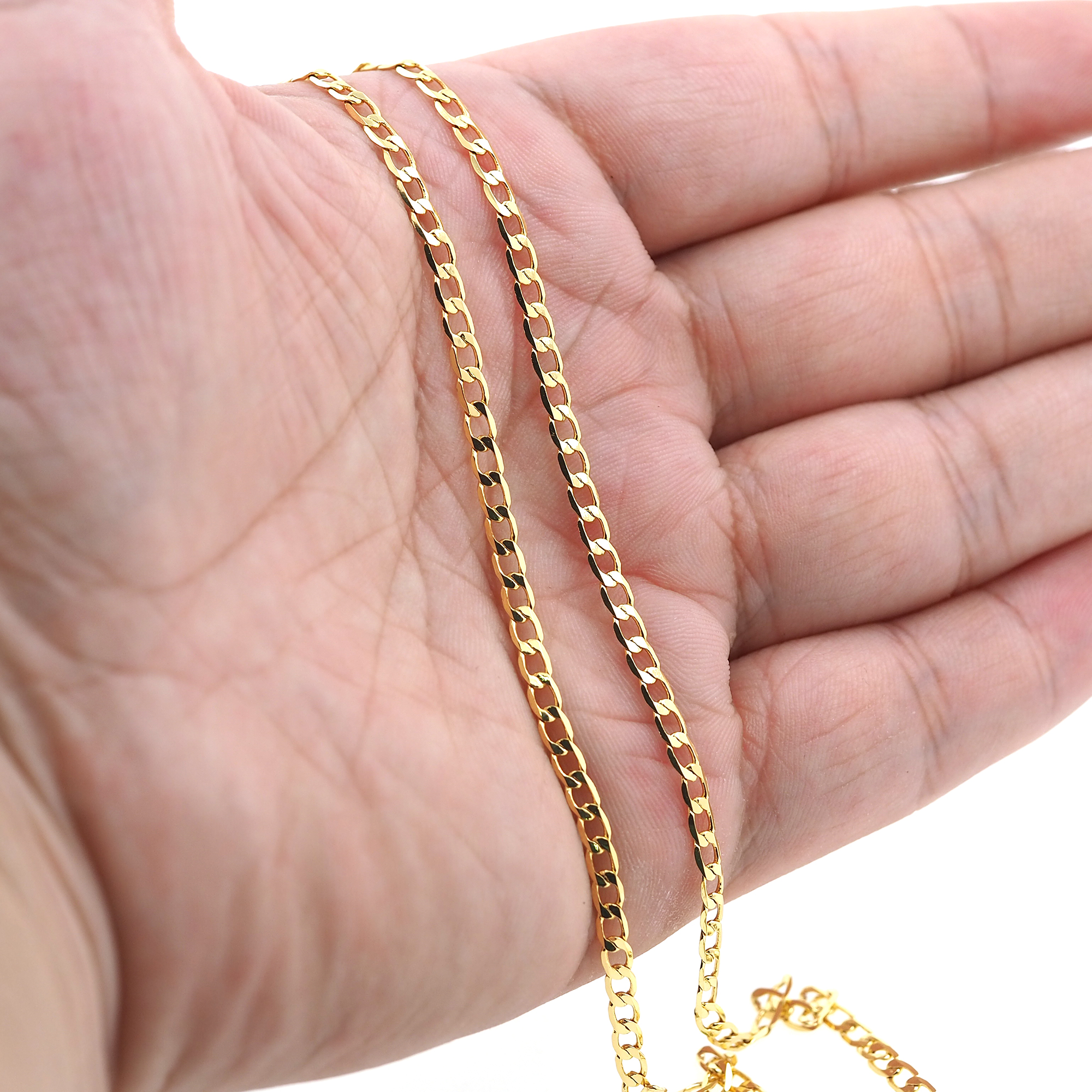 18K Gold Filled Cuban Chain,Dainty Chain,Thin Curb Link Chain Necklace for Women DIY Jewelry Making Supply
