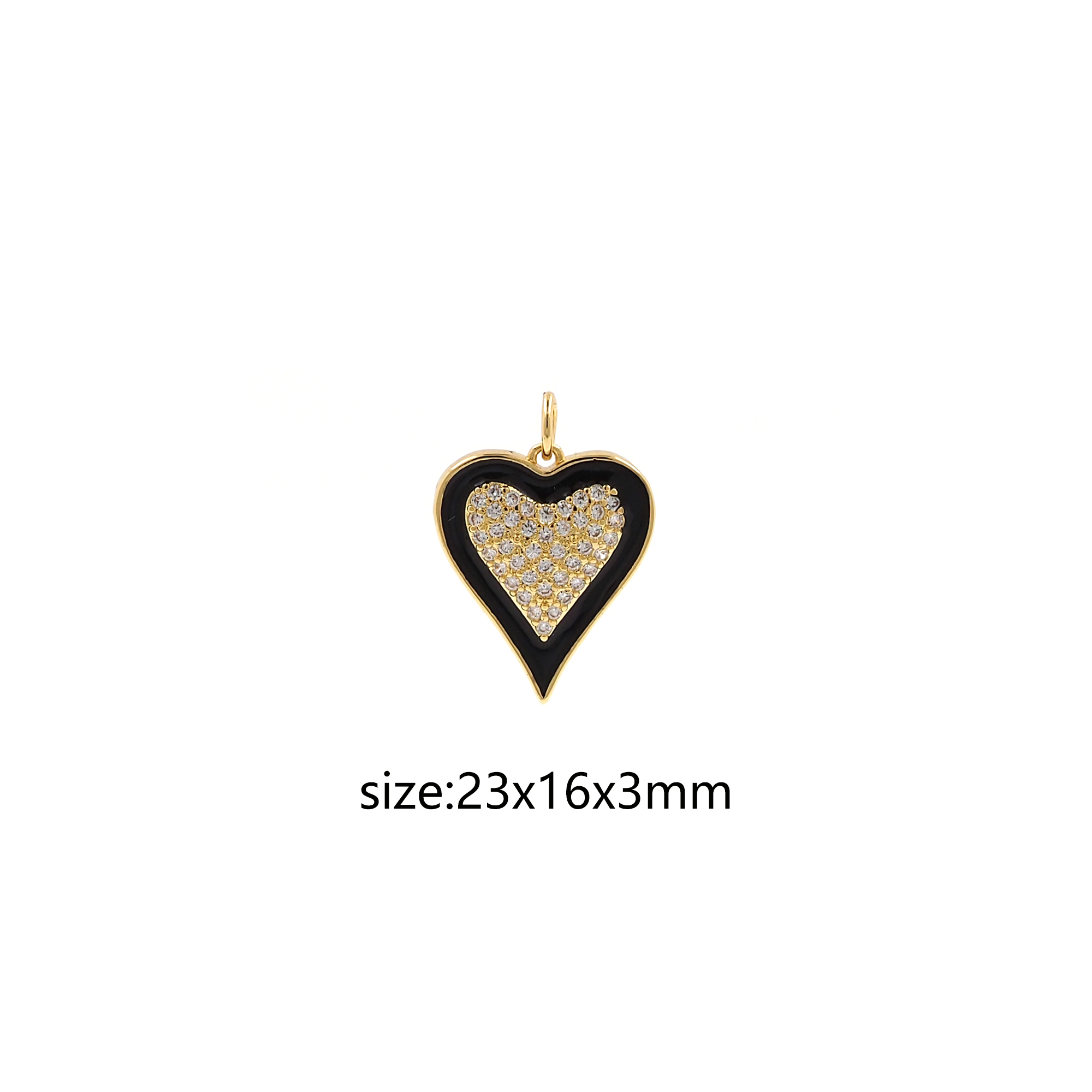 18K Gold Filled Heart Pendant,CZ Micro Pave Heart Charm Earrings Necklace for DIY Jewelry Making Supply