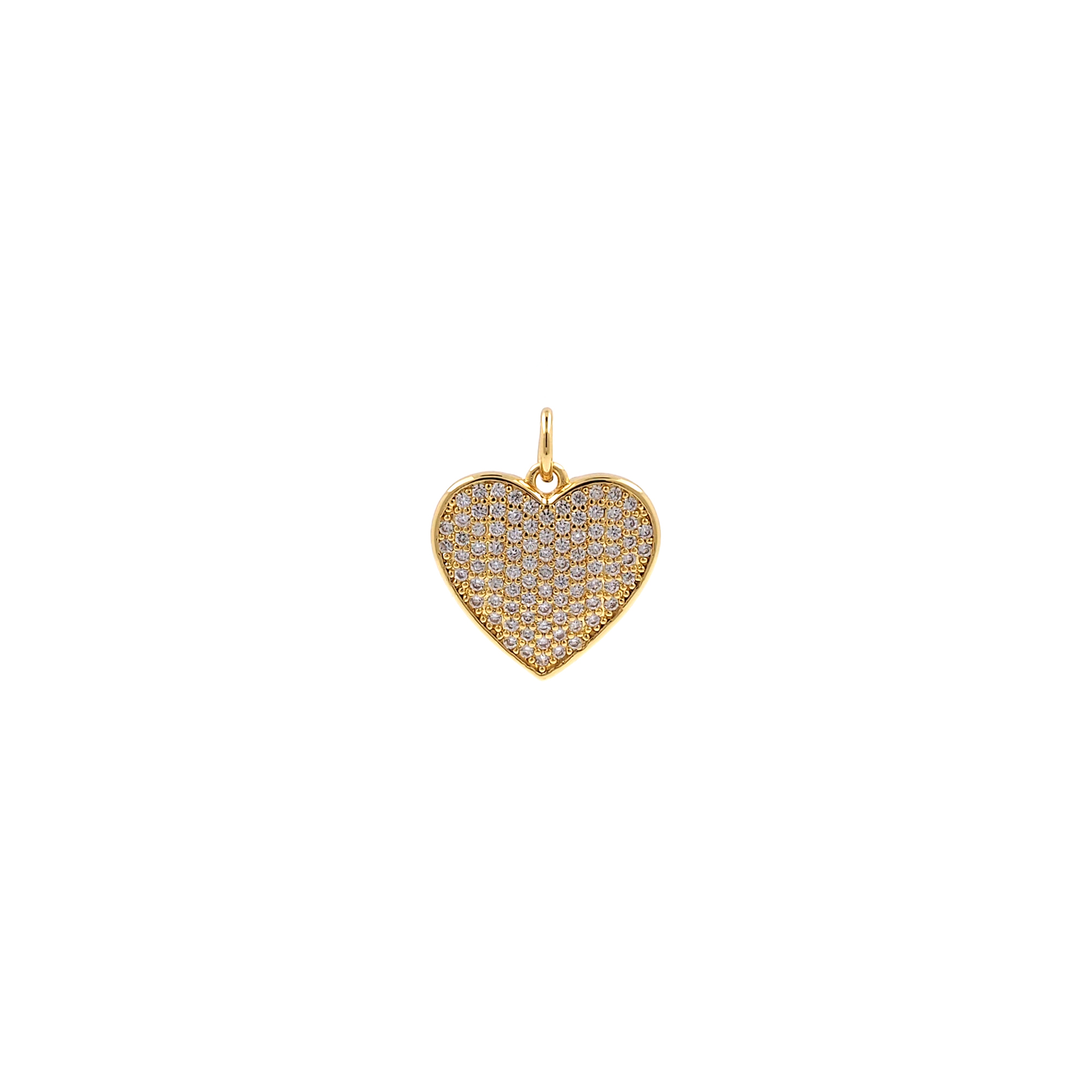 18K Gold Filled Heart Pendant,CZ Micro Pave Heart Charm Earrings Necklace for DIY Jewelry Making Supply