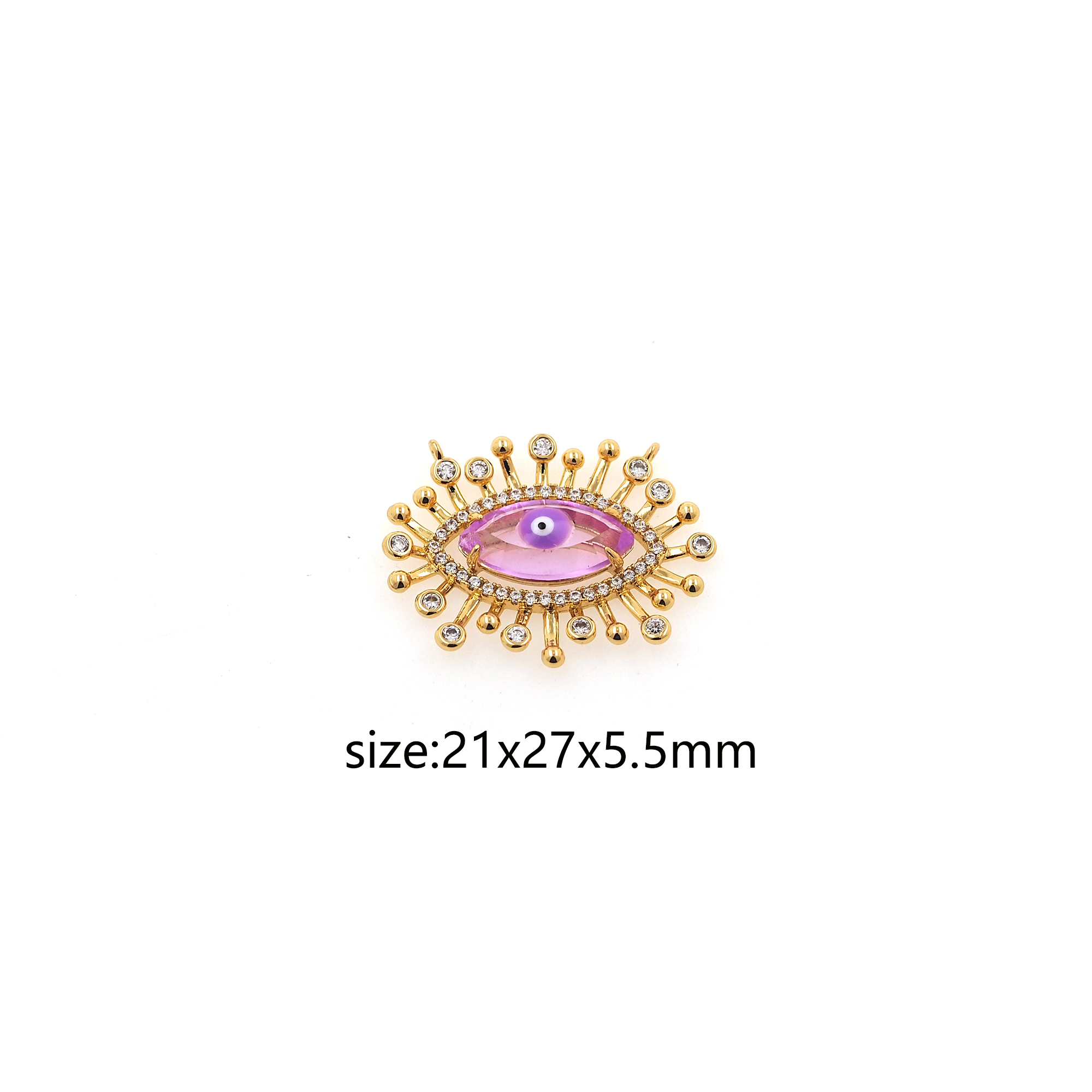 18K Gold Filled Evil Eye Pendant,CZ Micro Pave Evil Eye Charm Earrings Necklace for DIY Jewelry Making Supply