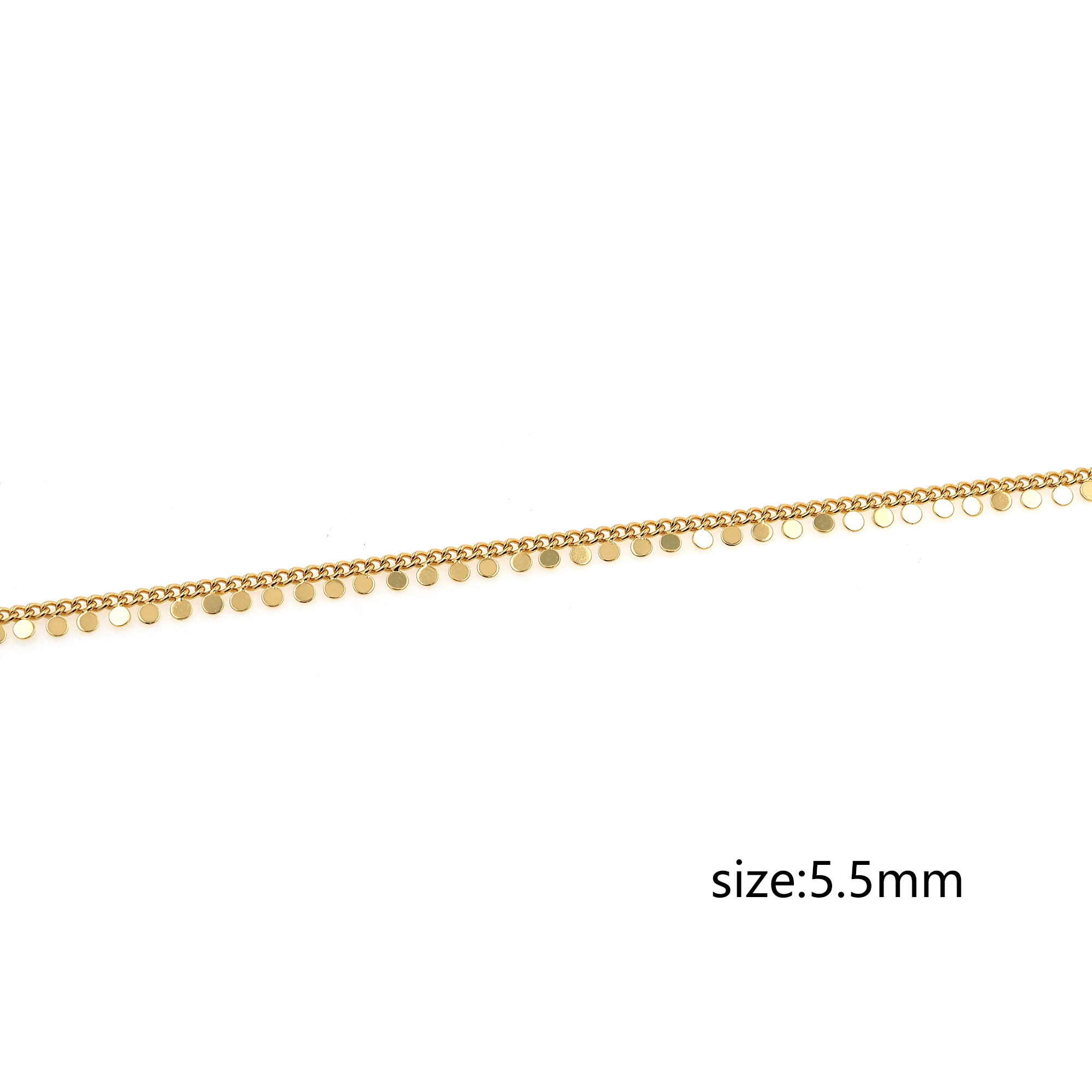 18K Gold Filled Cuban Chain,Thin Curb Link Chain,Disc Chain Necklace for Women DIY Jewelry Making Supply