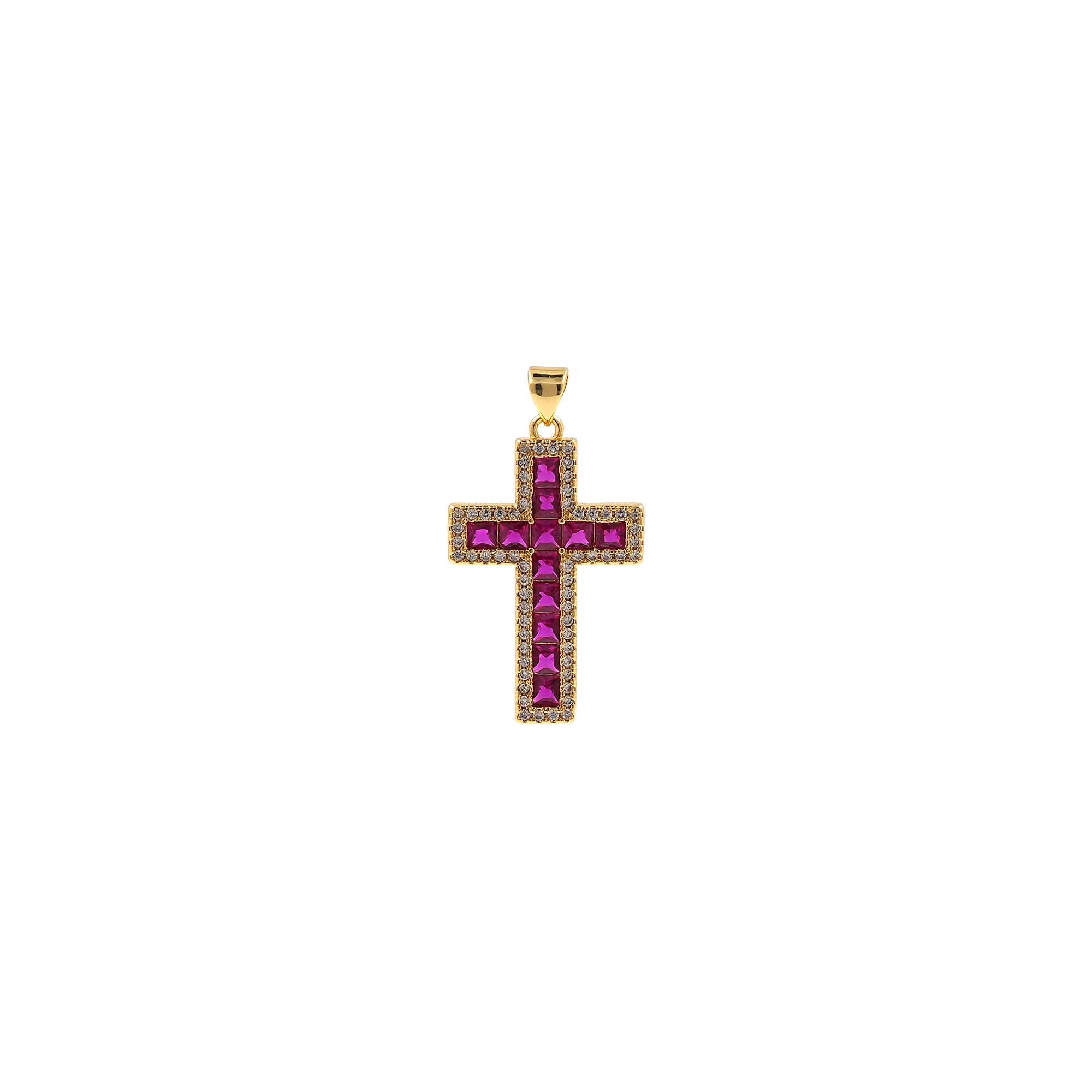18K Gold Filled Cross Pendant,CZ Micro Pave Religious Charm Earrings Necklace for DIY Jewelry Making Supply